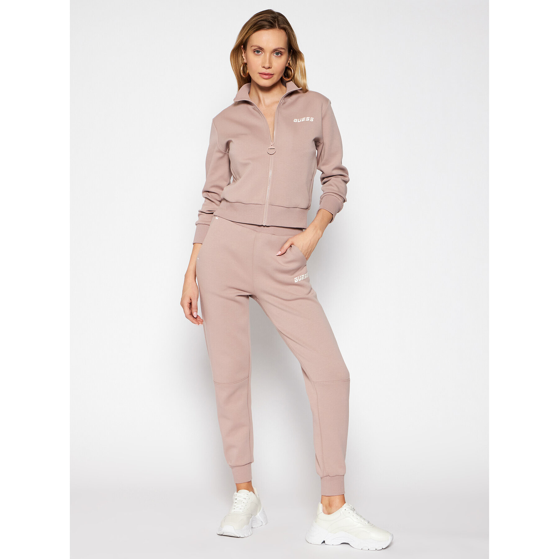 Guess Mikina Zip O1GA81 KA3P1 Růžová Regular Fit - Pepit.cz