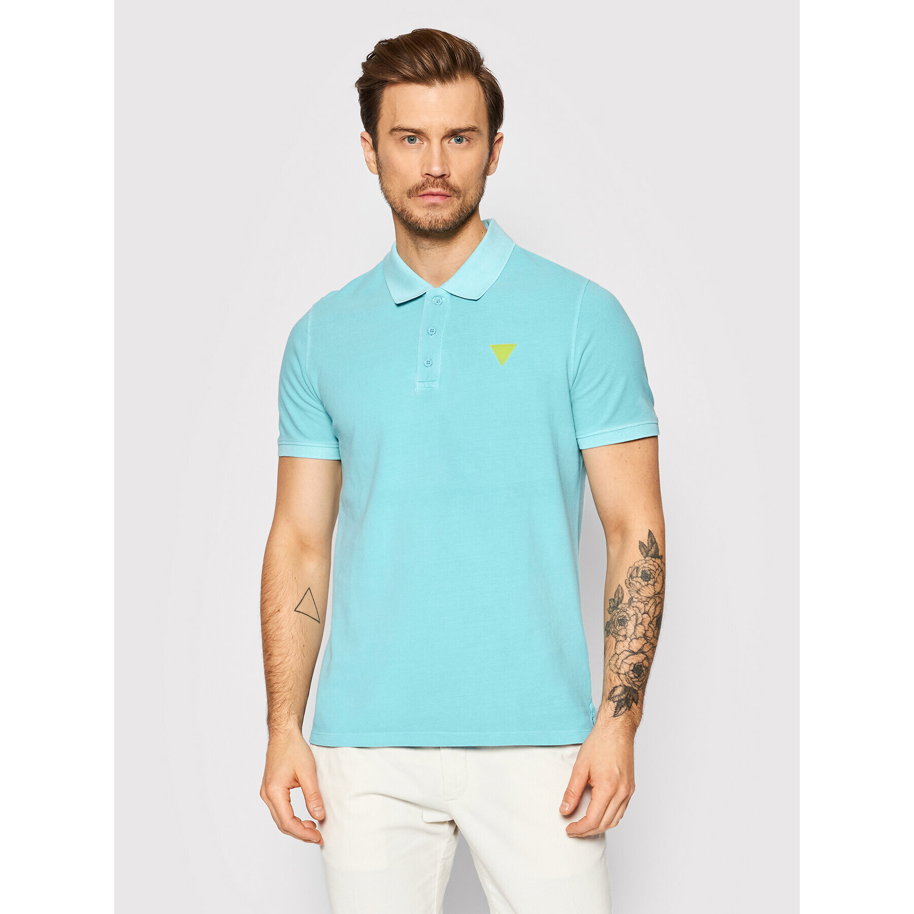 Guess Polokošile F1GP00 K9WF1 Modrá Slim Fit - Pepit.cz