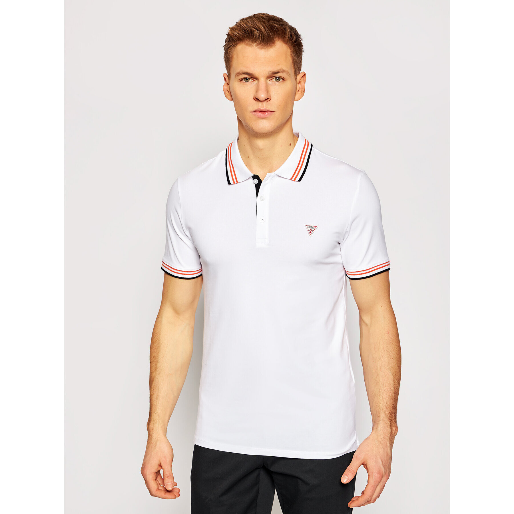 Guess Polokošile M1RP66 J1311 Bílá Extra Slim Fit - Pepit.cz