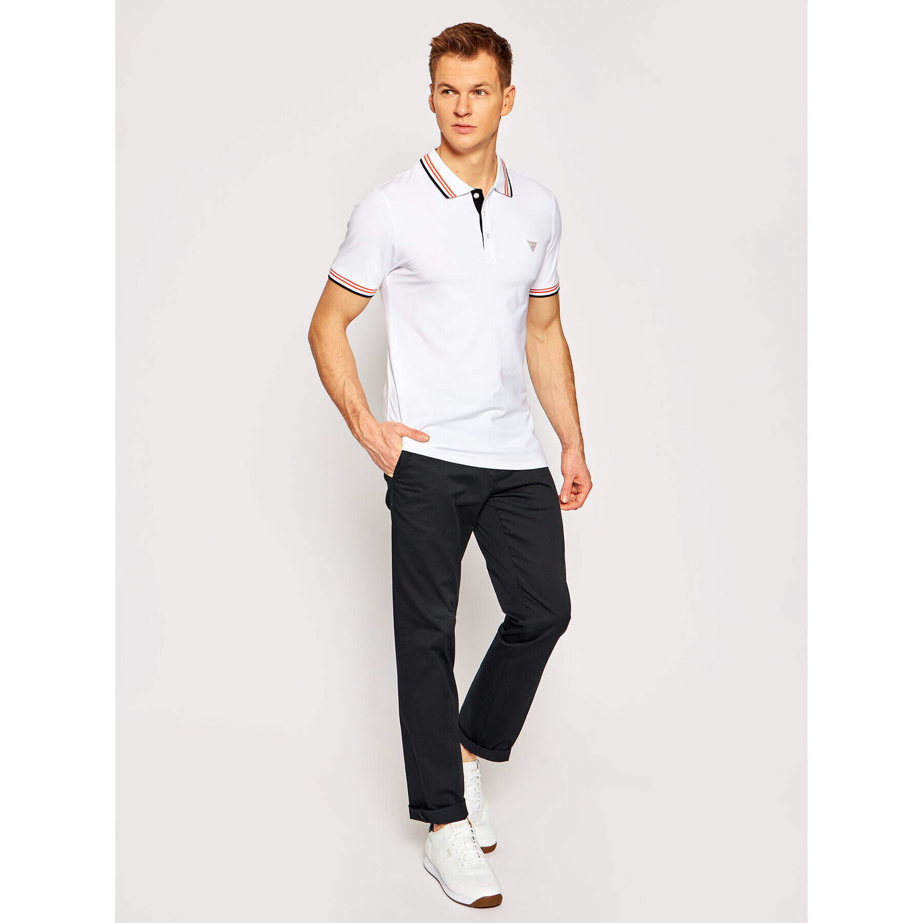 Guess Polokošile M1RP66 J1311 Bílá Extra Slim Fit - Pepit.cz