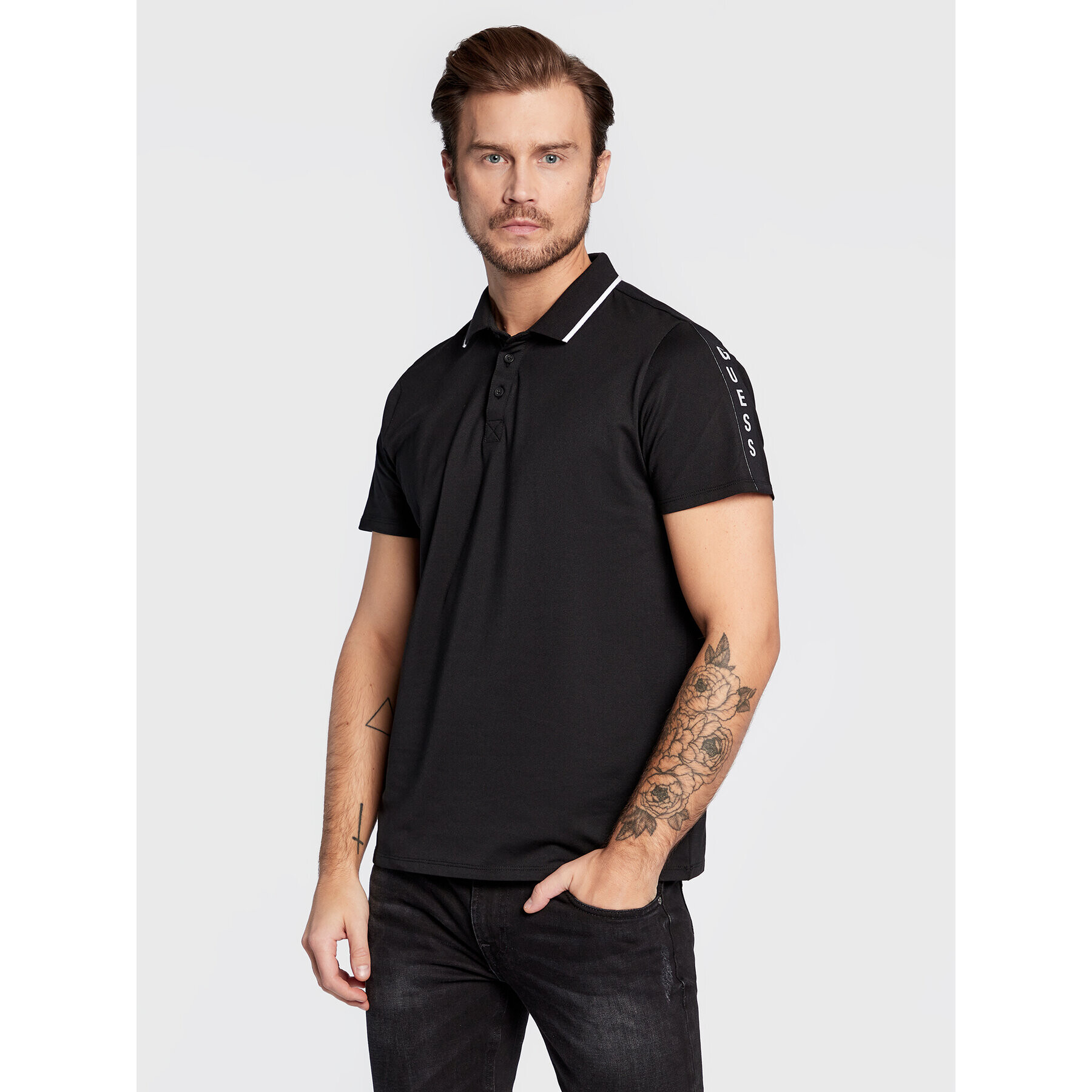 Guess Polokošile M2YP25 KARS0 Černá Slim Fit - Pepit.cz