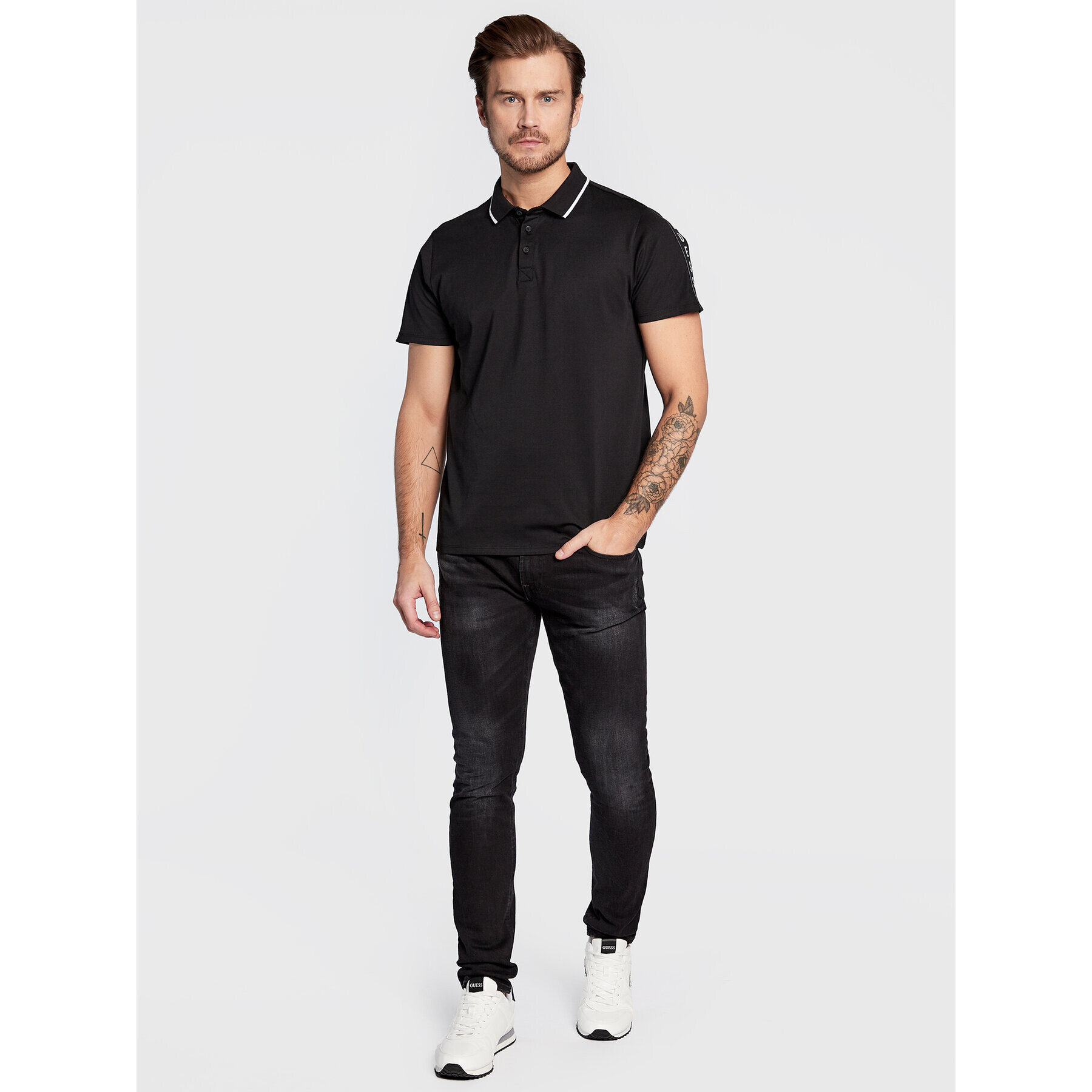 Guess Polokošile M2YP25 KARS0 Černá Slim Fit - Pepit.cz