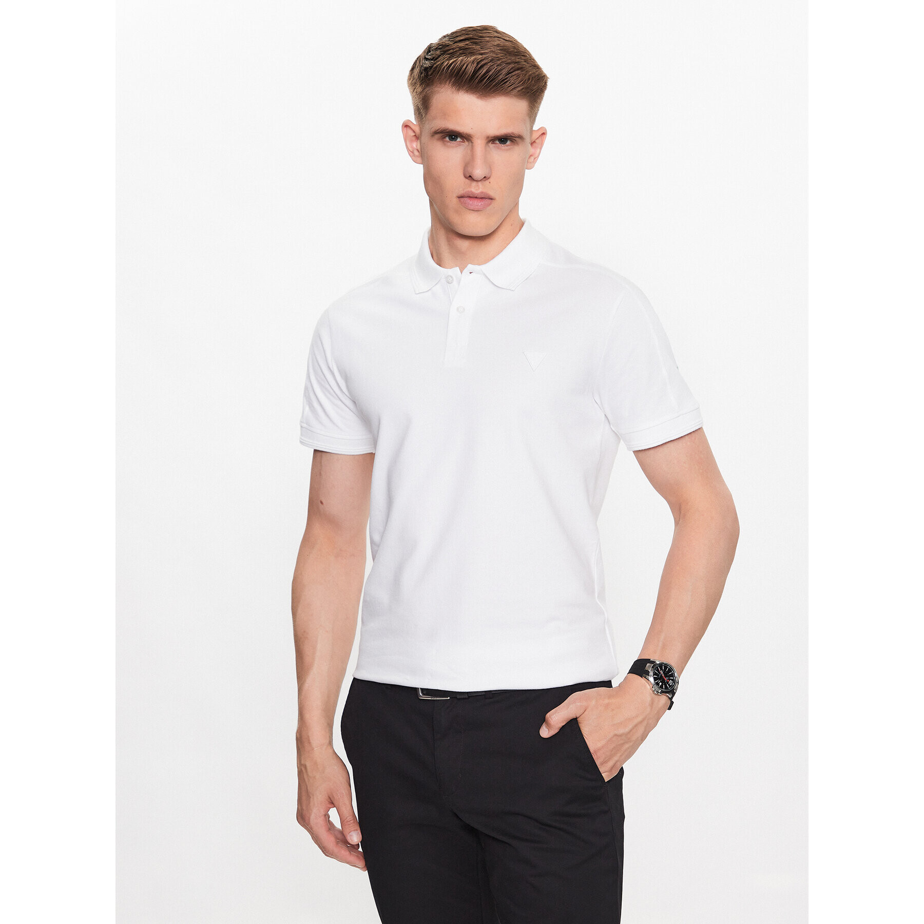 Guess Polokošile M3YP01 K7O64 Bílá Slim Fit - Pepit.cz