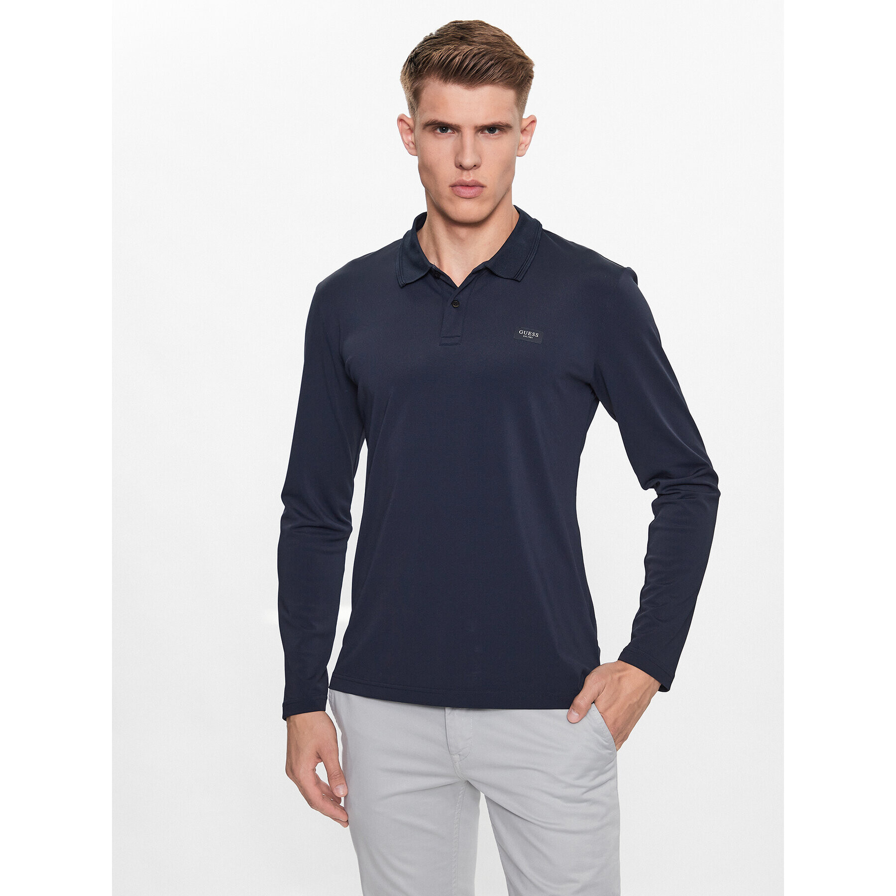 Guess Polokošile M3YP13 KBS60 Modrá Slim Fit - Pepit.cz