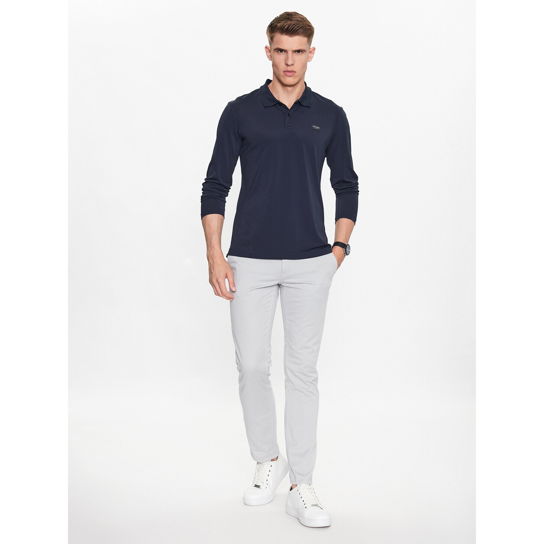 Guess Polokošile M3YP13 KBS60 Modrá Slim Fit - Pepit.cz