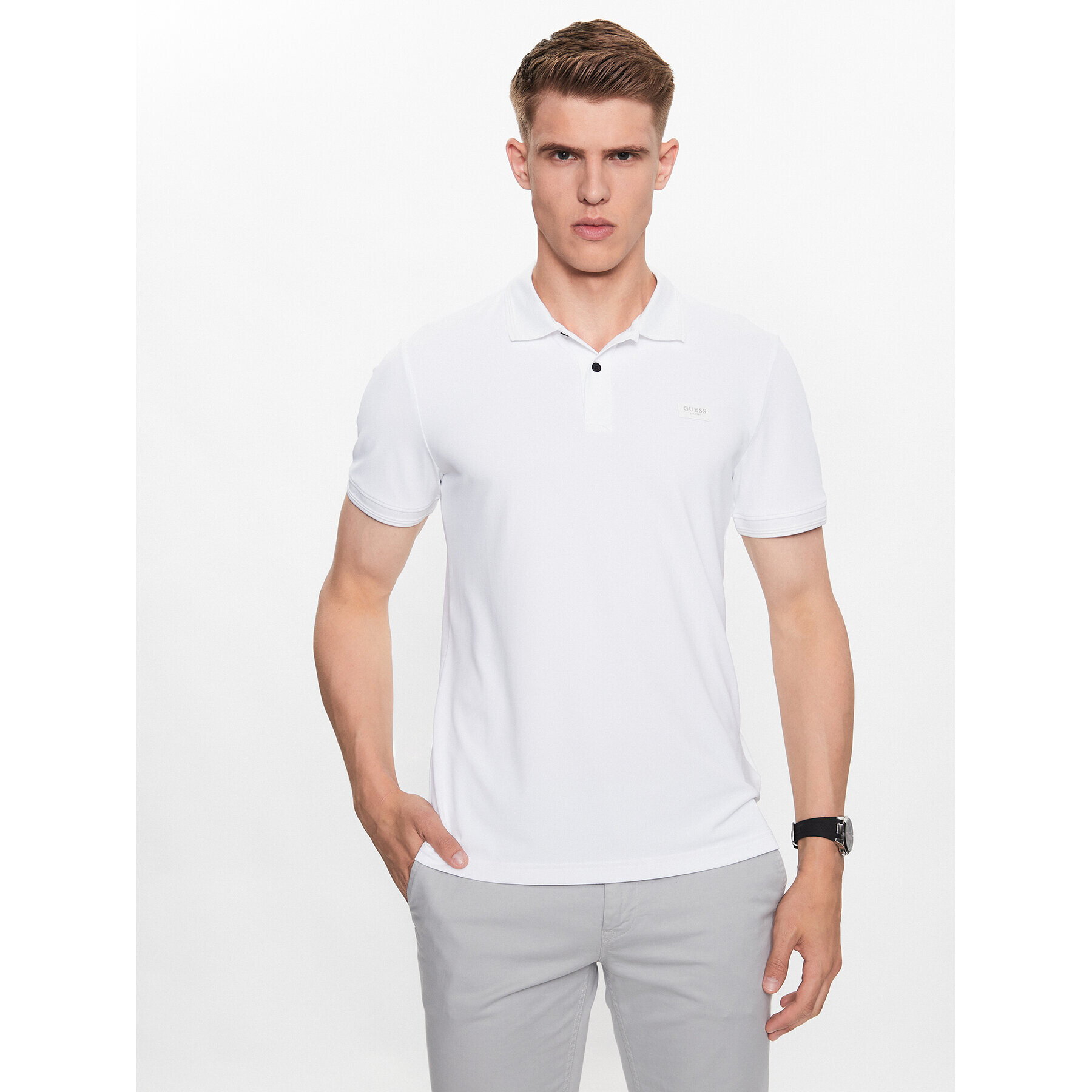 Guess Polokošile M3YP35 KBS60 Bílá Slim Fit - Pepit.cz