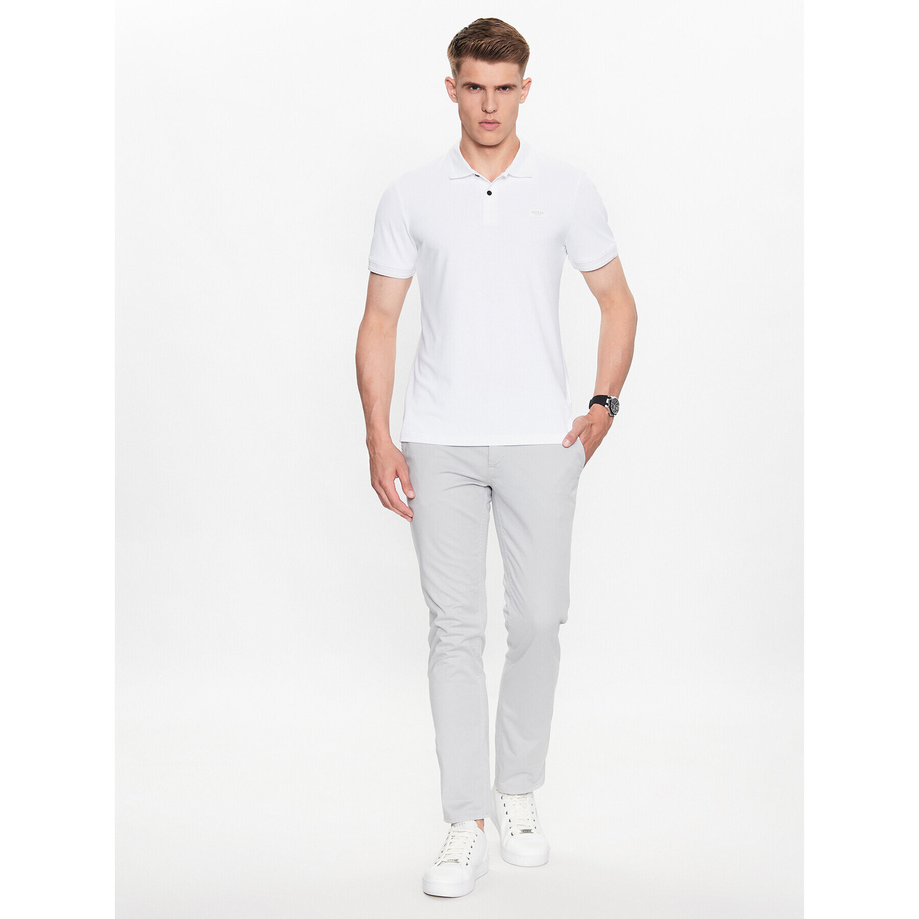 Guess Polokošile M3YP35 KBS60 Bílá Slim Fit - Pepit.cz