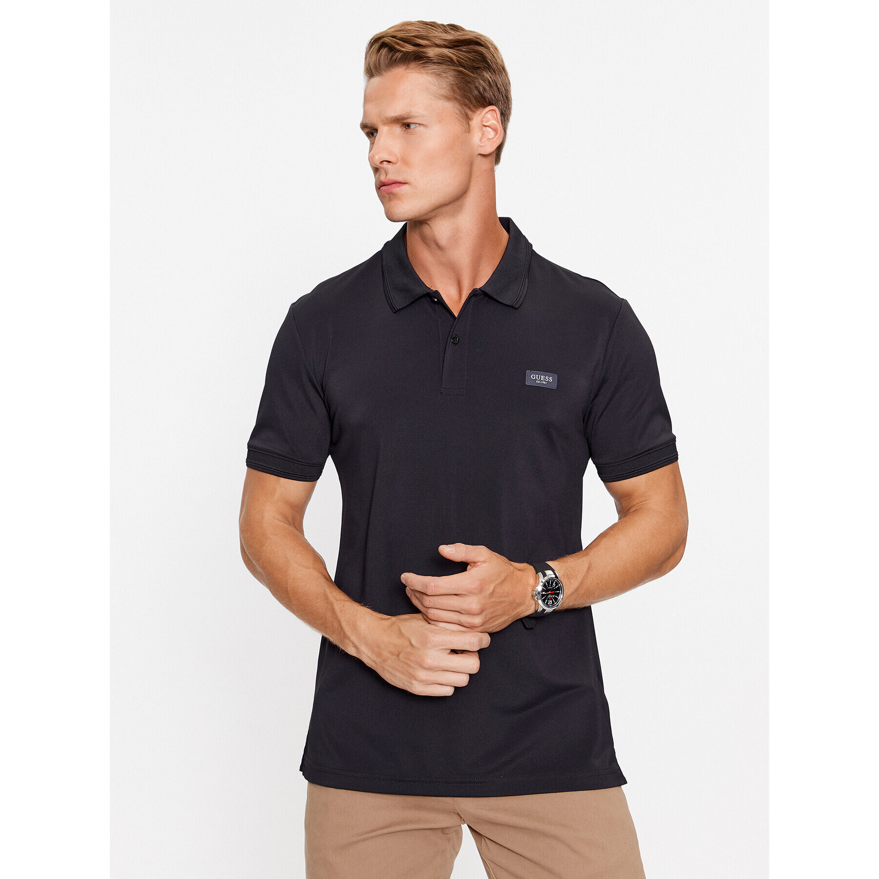 Guess Polokošile M3YP35 KBS60 Černá Slim Fit - Pepit.cz