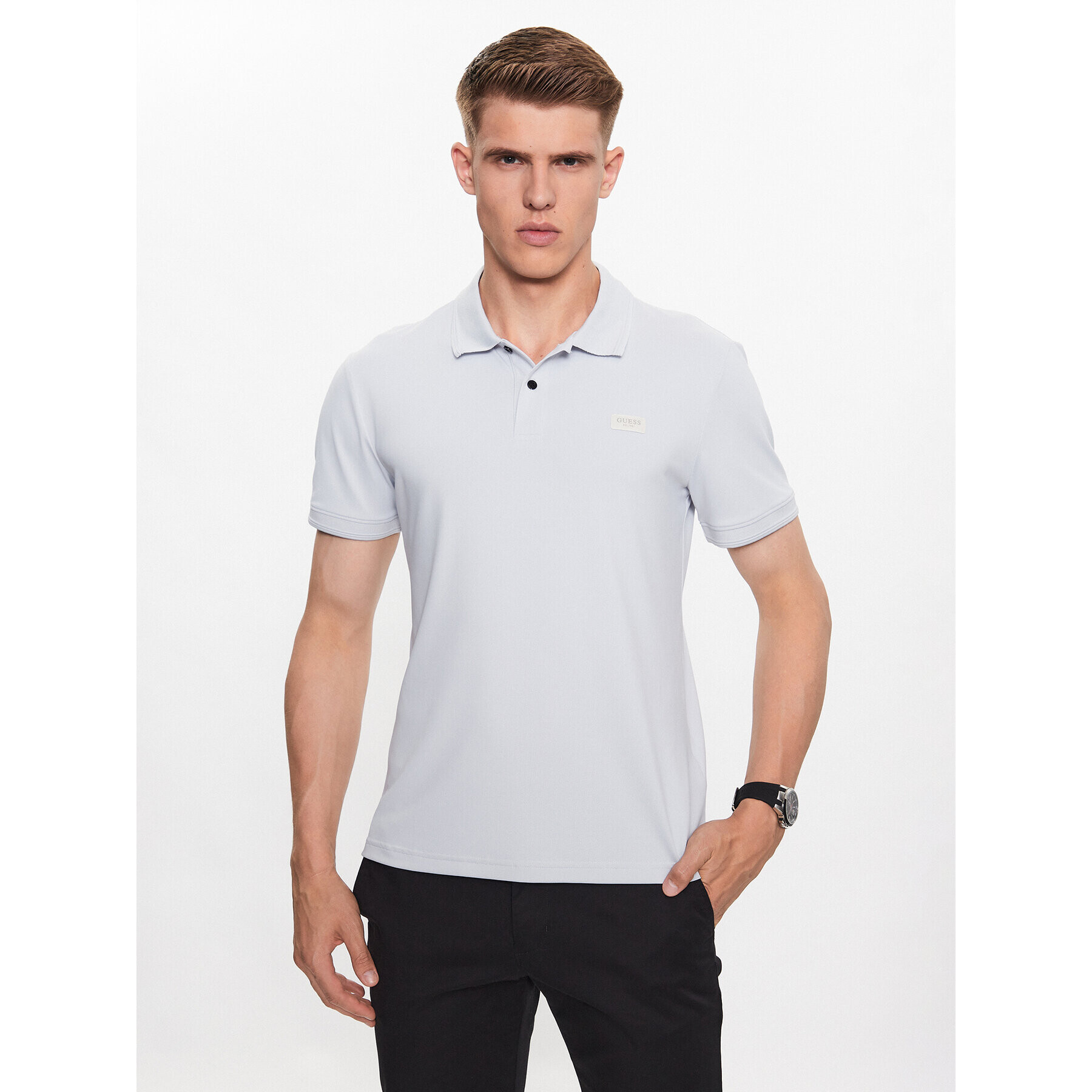 Guess Polokošile M3YP35 KBS60 Šedá Slim Fit - Pepit.cz