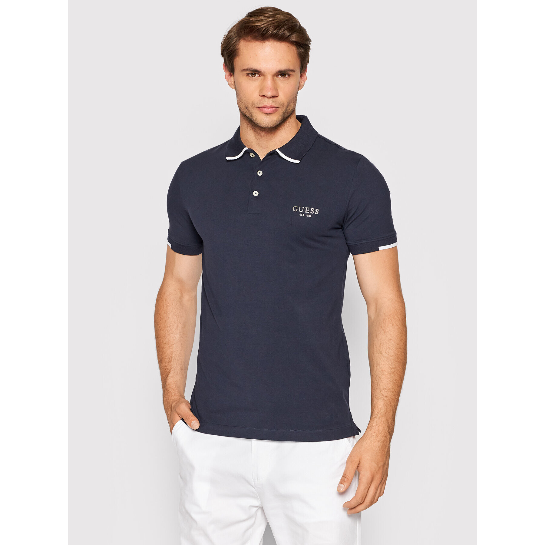 Guess Polokošile Nolan M2YP66 J1311 Tmavomodrá Extra Slim Fit - Pepit.cz