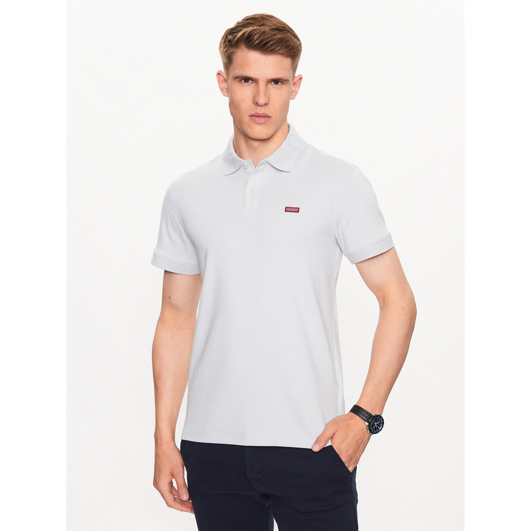 Guess Polokošile Nolan M3YP66 KBL51 Šedá Slim Fit - Pepit.cz