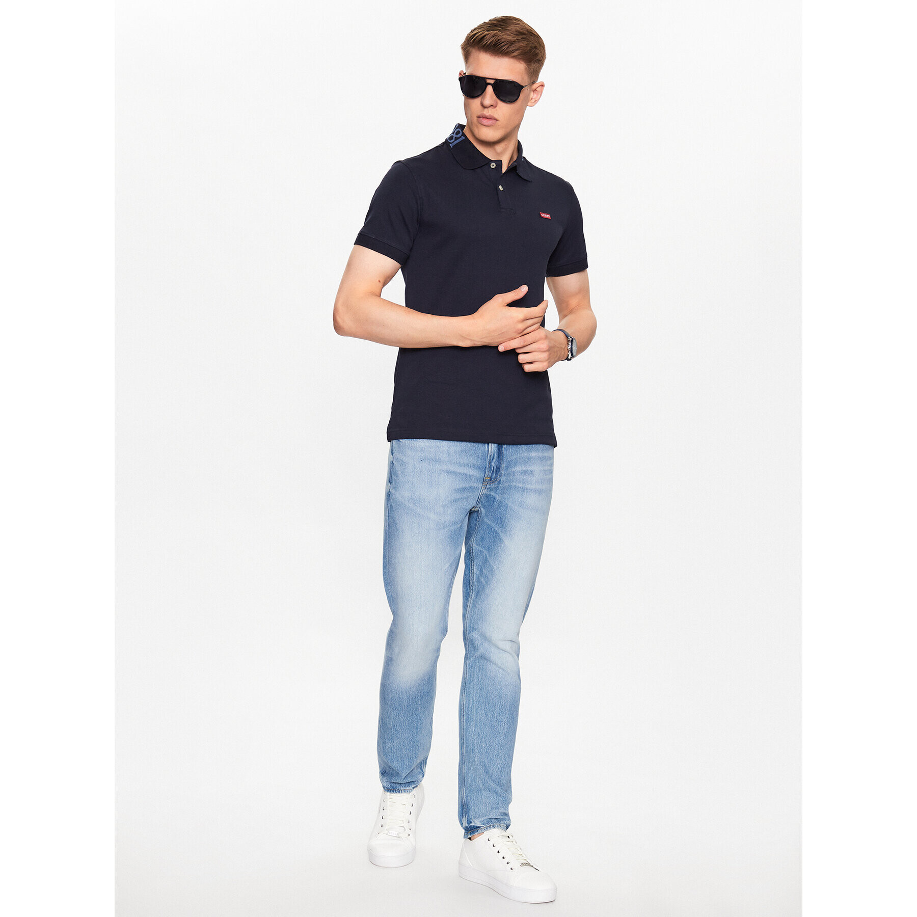 Guess Polokošile Nolan M3YP66 KBL51 Tmavomodrá Slim Fit - Pepit.cz