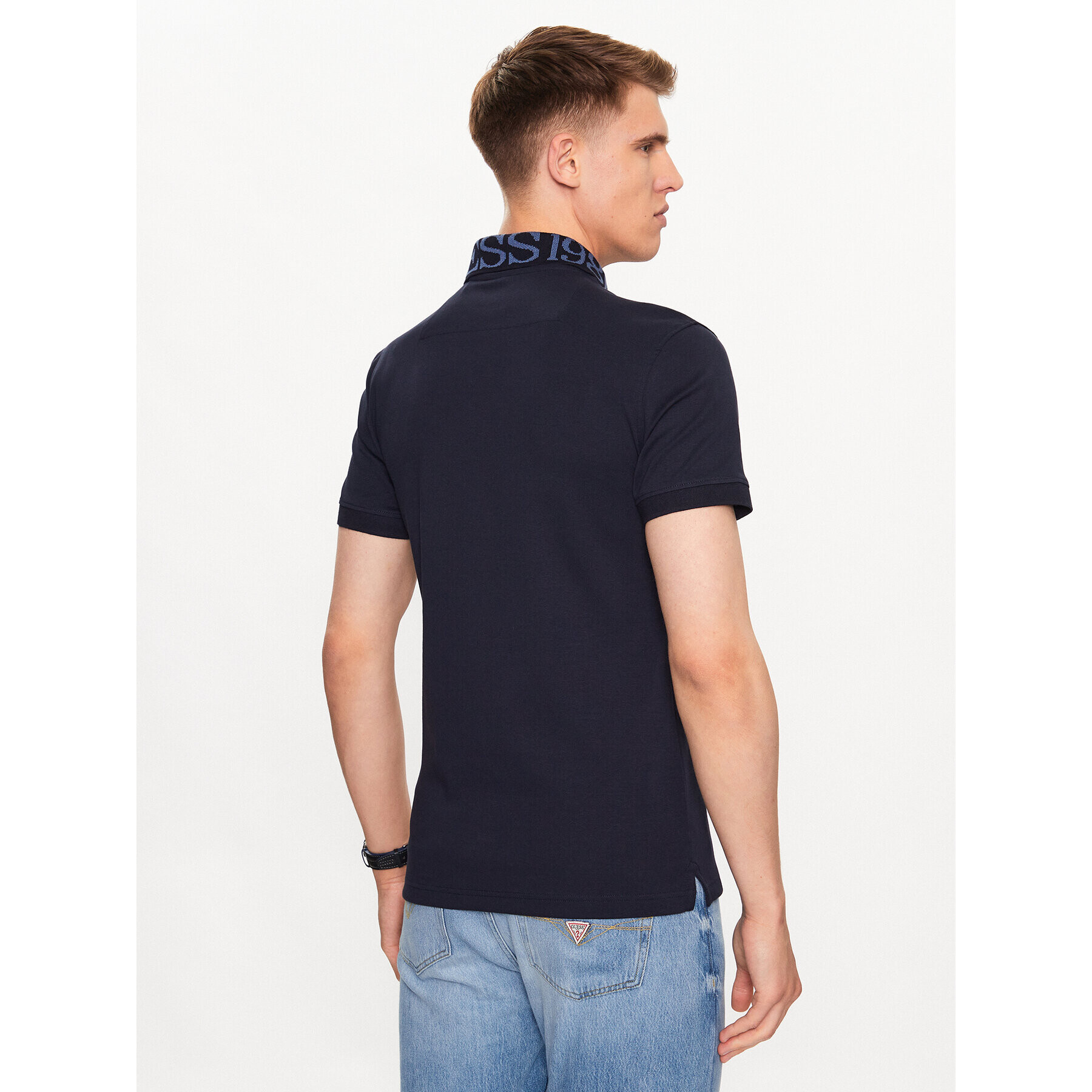 Guess Polokošile Nolan M3YP66 KBL51 Tmavomodrá Slim Fit - Pepit.cz