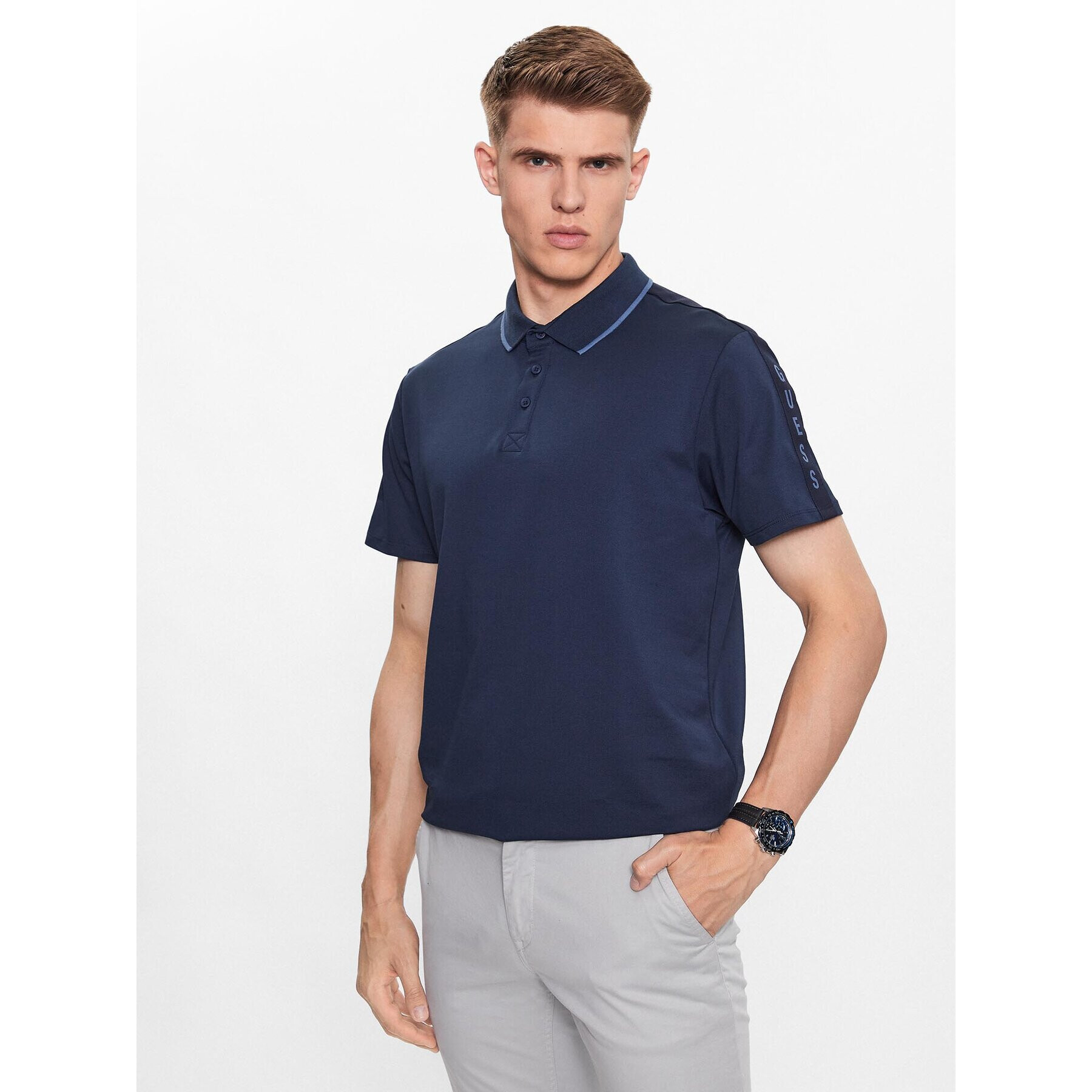 Guess Polokošile Paul M2YP25 KARS0 Tmavomodrá Regular Fit - Pepit.cz