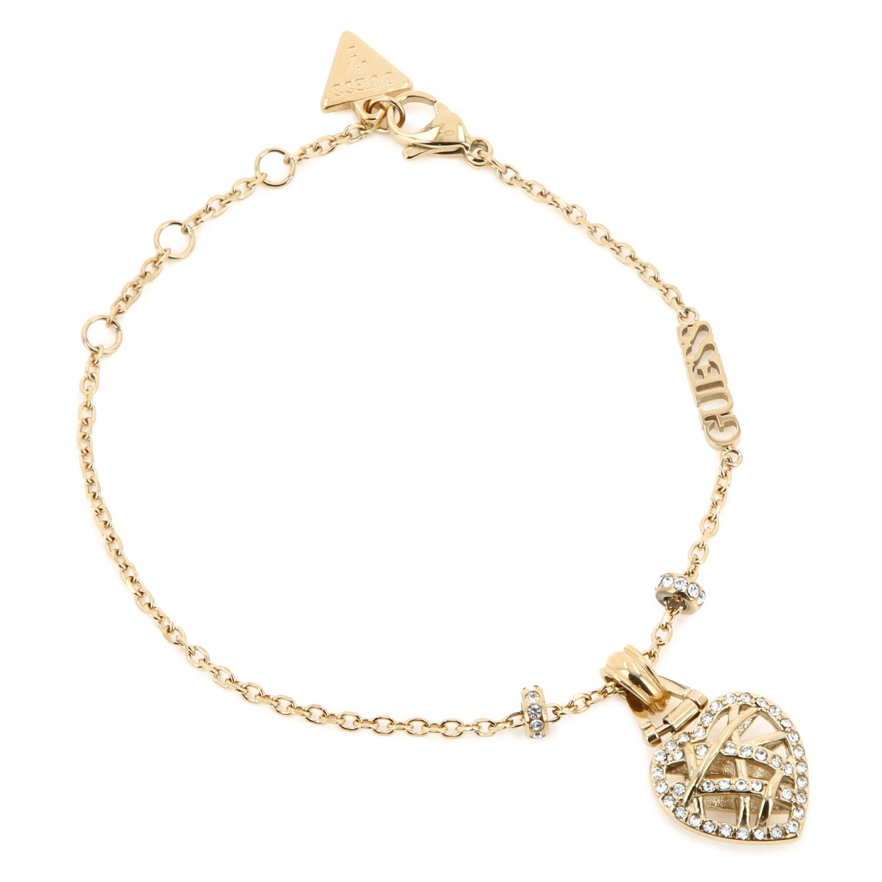 Guess Set náušnice a náramek Heart Cage JUBS03 190JW Žluté zlacení - Pepit.cz