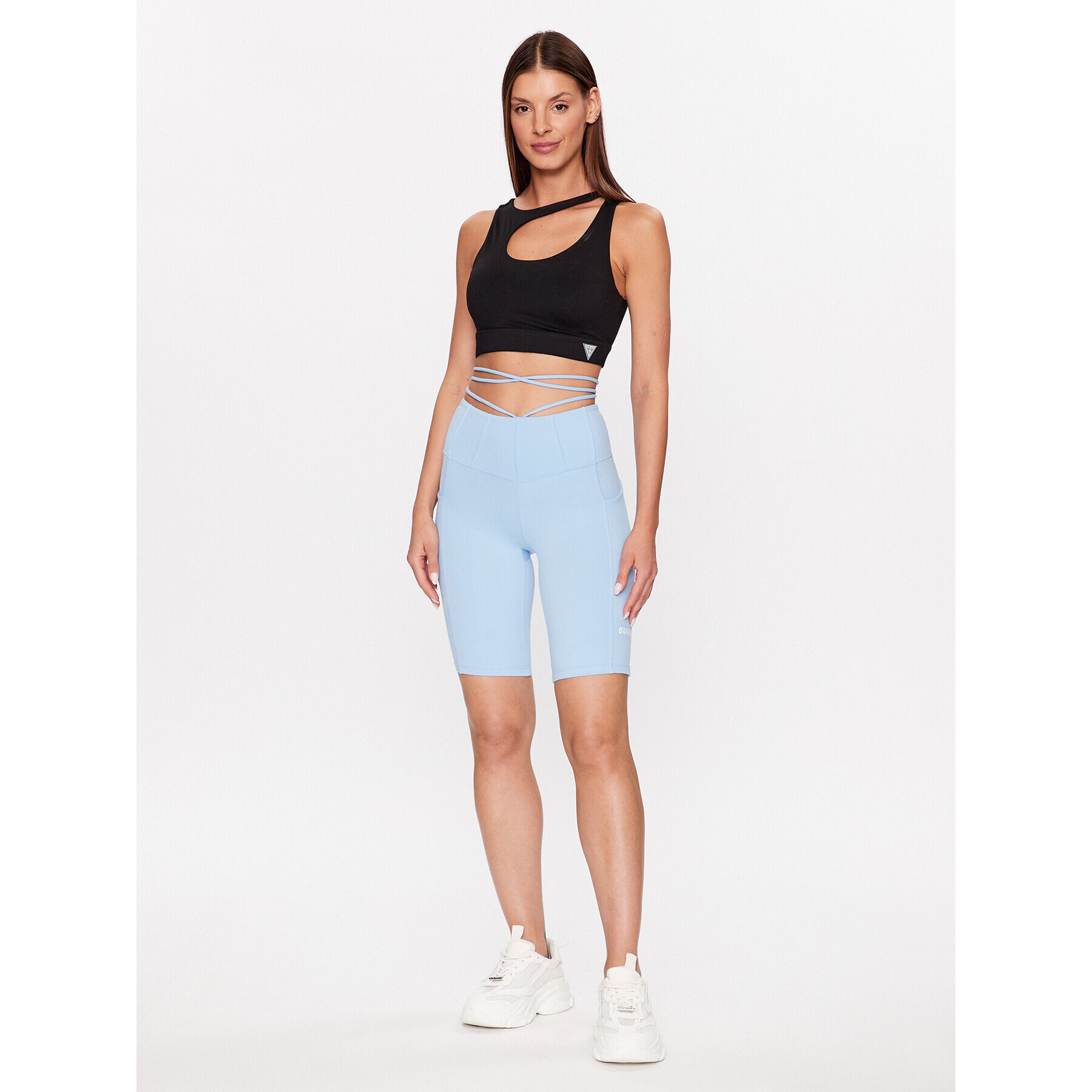 Guess Sportovní kraťasy Brigit V3GD02 MC04Z Modrá Super Skinny Fit - Pepit.cz