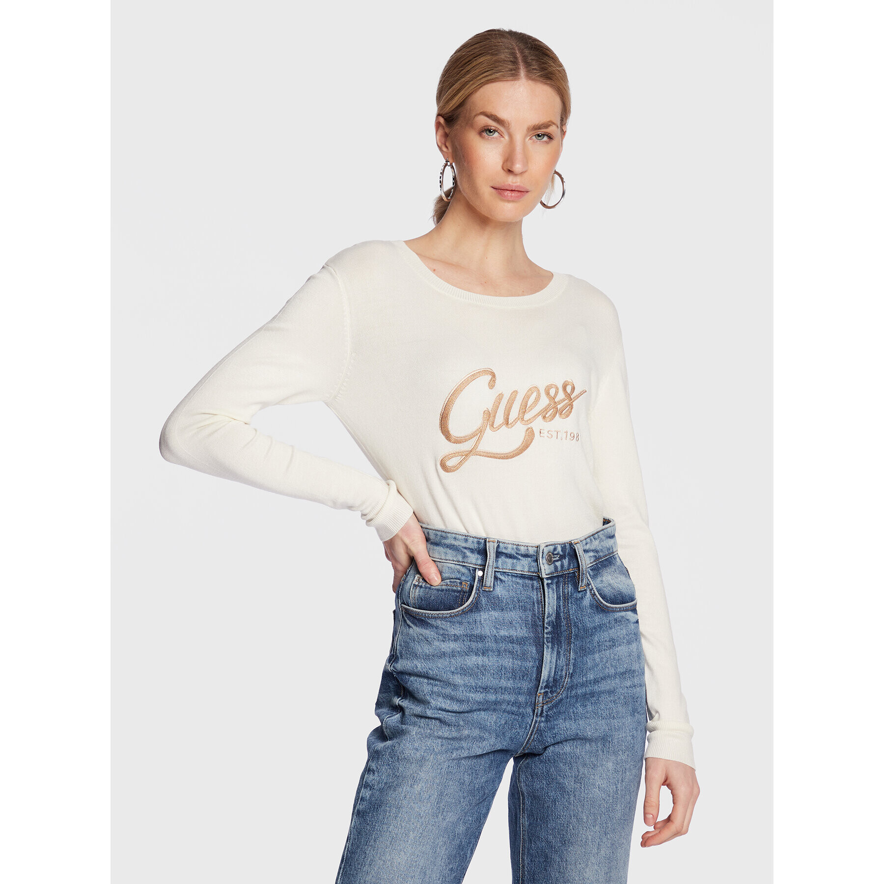 Guess Svetr Edie W3GR37 Z2NQ2 Écru Slim Fit - Pepit.cz