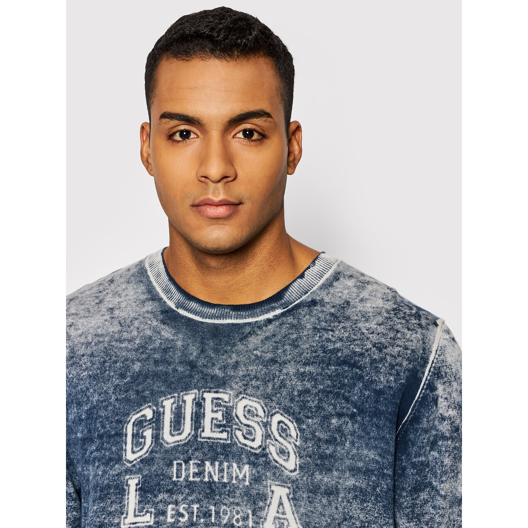 Guess Svetr Mason Logo M2RR06 Z2Y61 Tmavomodrá Regular Fit - Pepit.cz