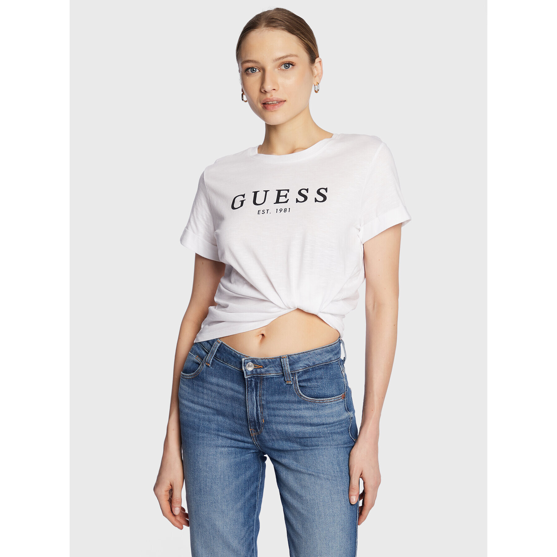 Guess T-Shirt 1981 W2BI68 K8G01 Bílá Regular Fit - Pepit.cz