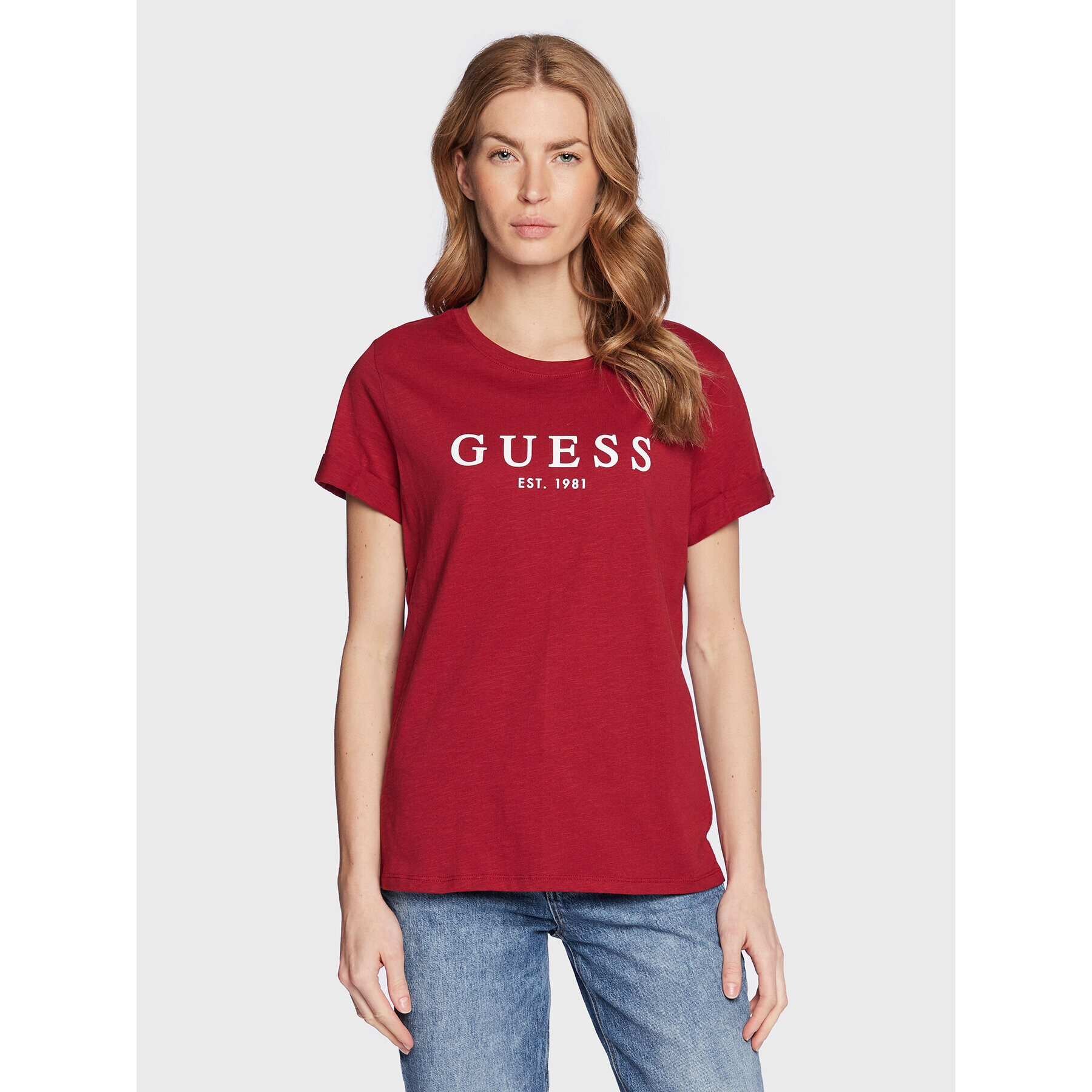 Guess T-Shirt 1981 W2BI68 K8G01 Červená Regular Fit - Pepit.cz