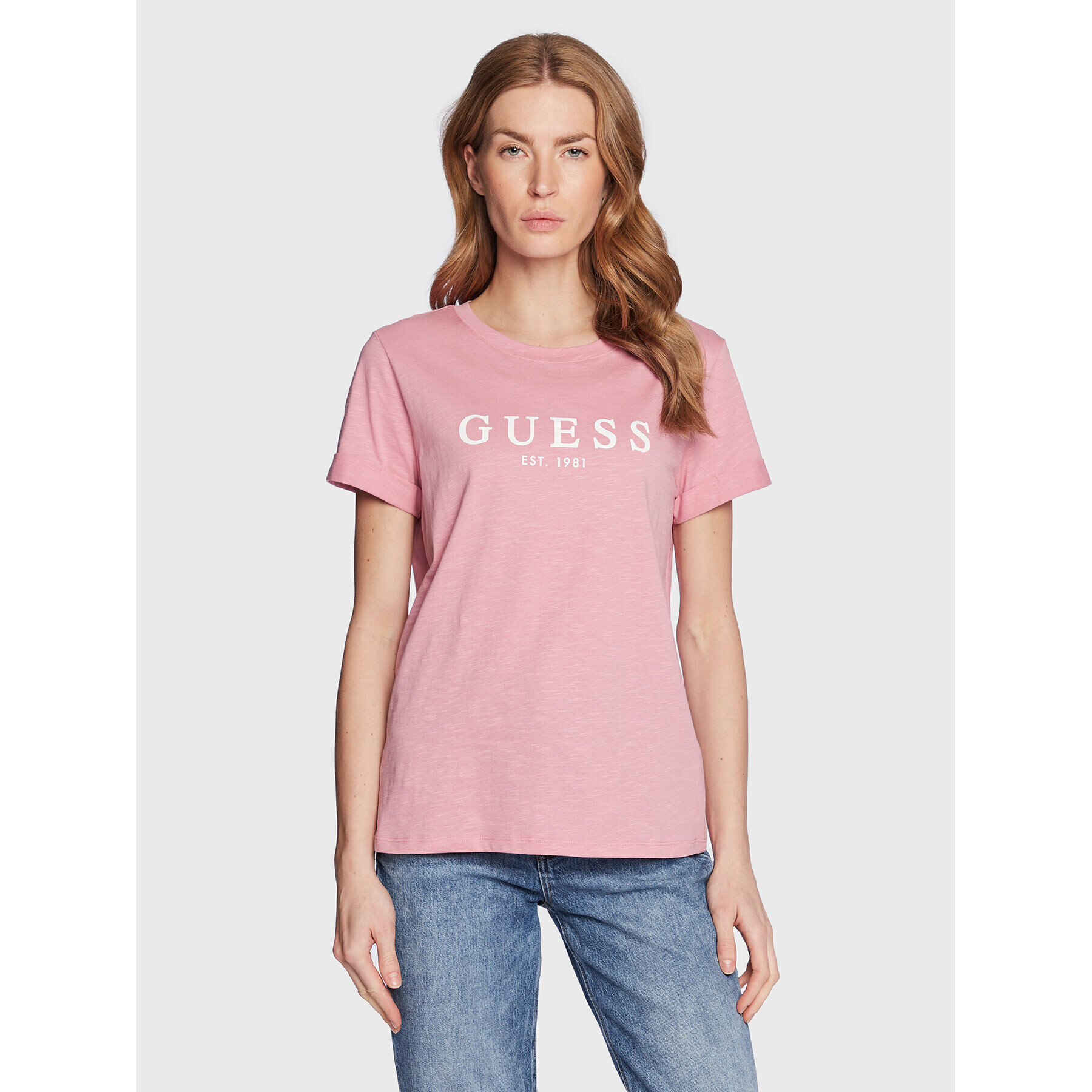 Guess T-Shirt 1981 W2BI68 K8G01 Růžová Regular Fit - Pepit.cz