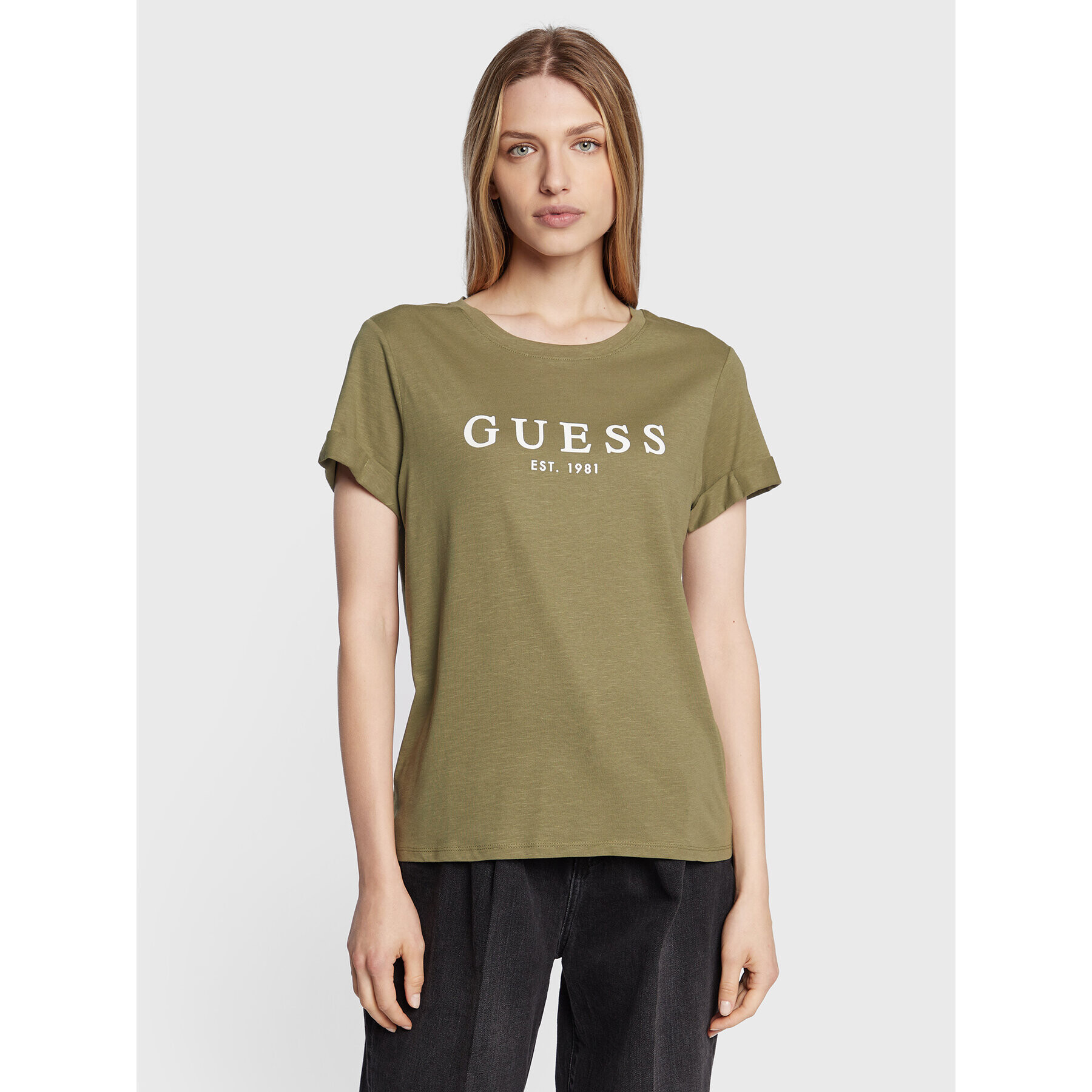 Guess T-Shirt 1981 W2BI68 K8G01 Zelená Regular Fit - Pepit.cz