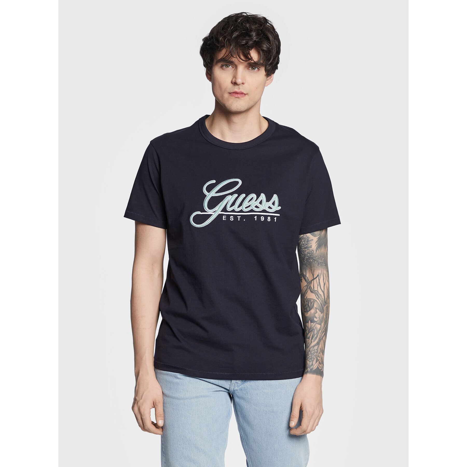 Guess T-Shirt 3D Embro M3GI25 K8FQ4 Tmavomodrá Regular Fit - Pepit.cz