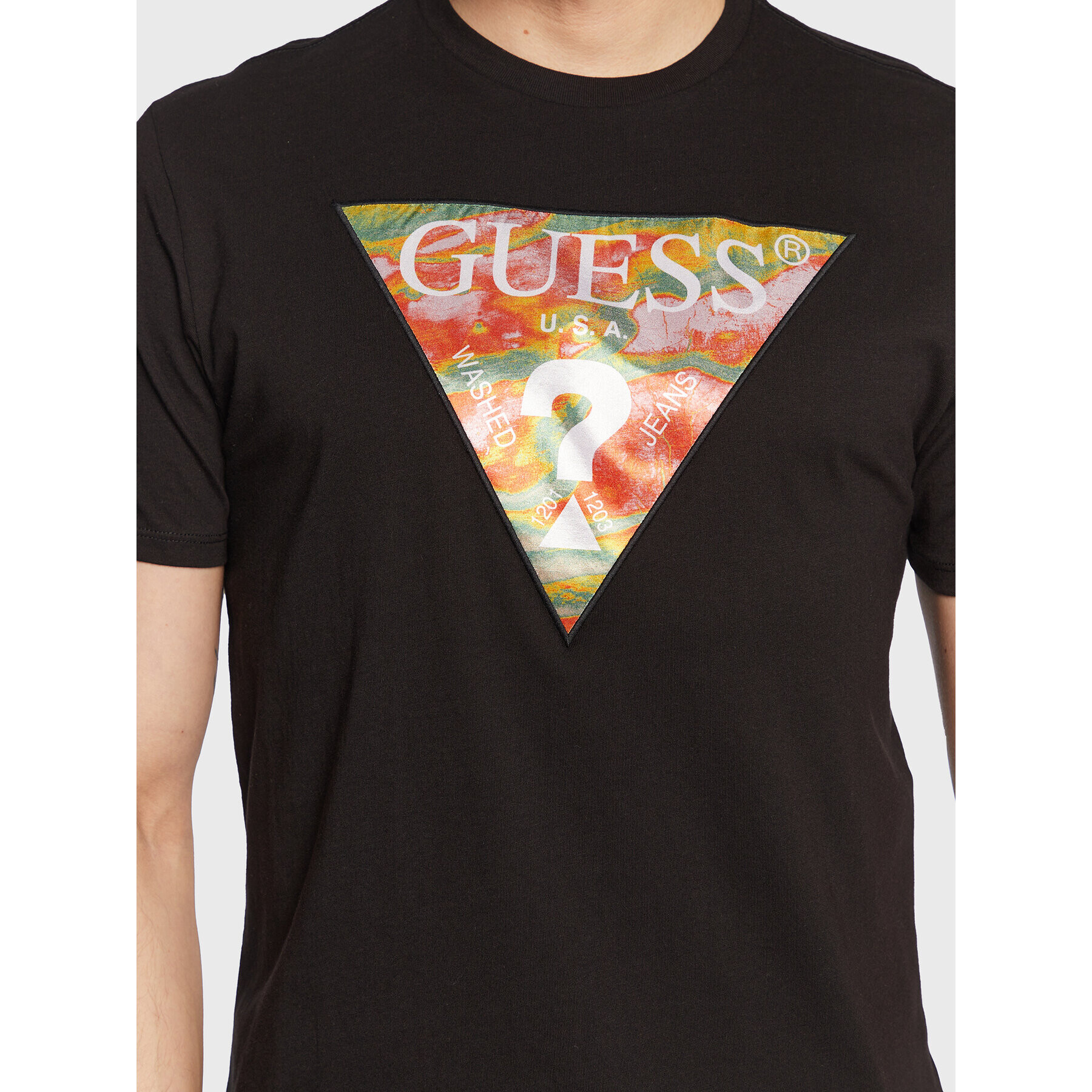 Guess T-Shirt Abstract Logo M3GI57 K9RM1 Černá Slim Fit - Pepit.cz