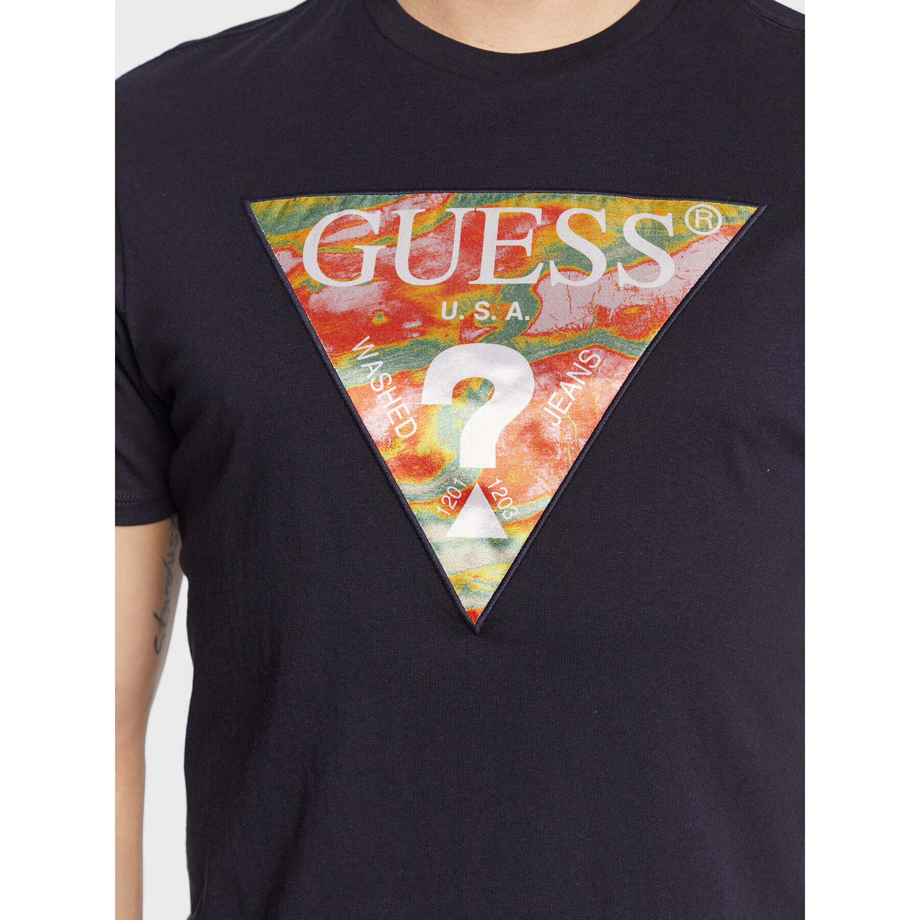 Guess T-Shirt Abstract Logo M3GI57 K9RM1 Tmavomodrá Slim Fit - Pepit.cz