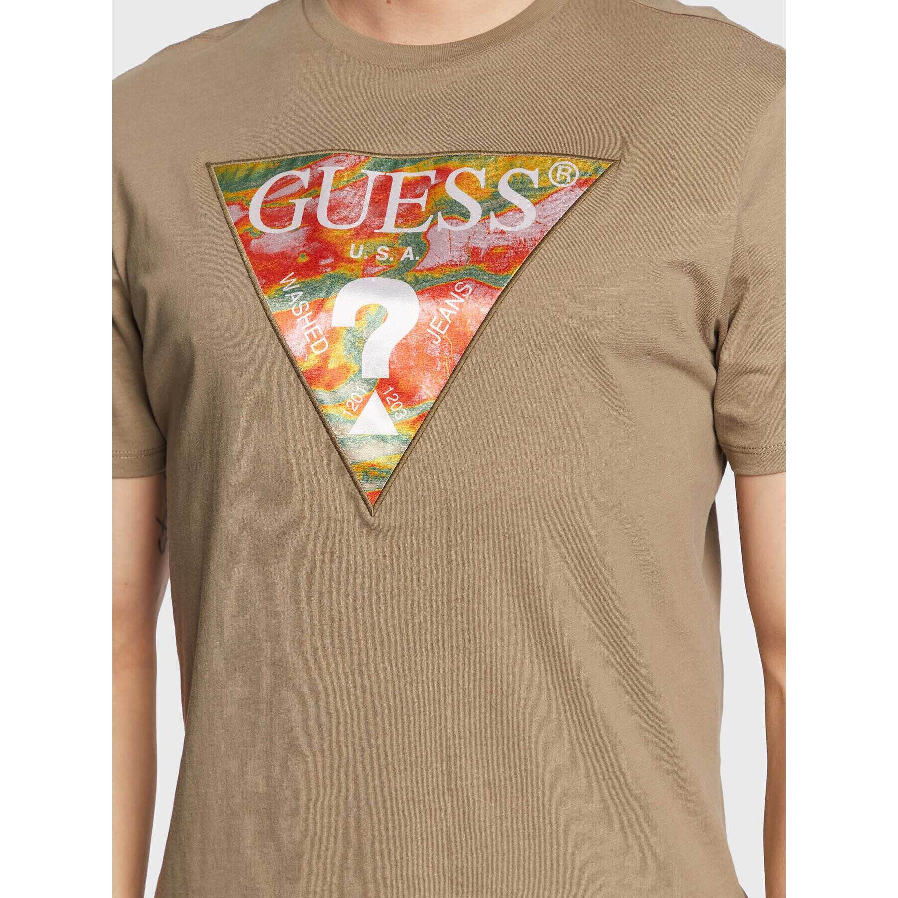 Guess T-Shirt Abstract Logo M3GI57 K9RM1 Zelená Slim Fit - Pepit.cz