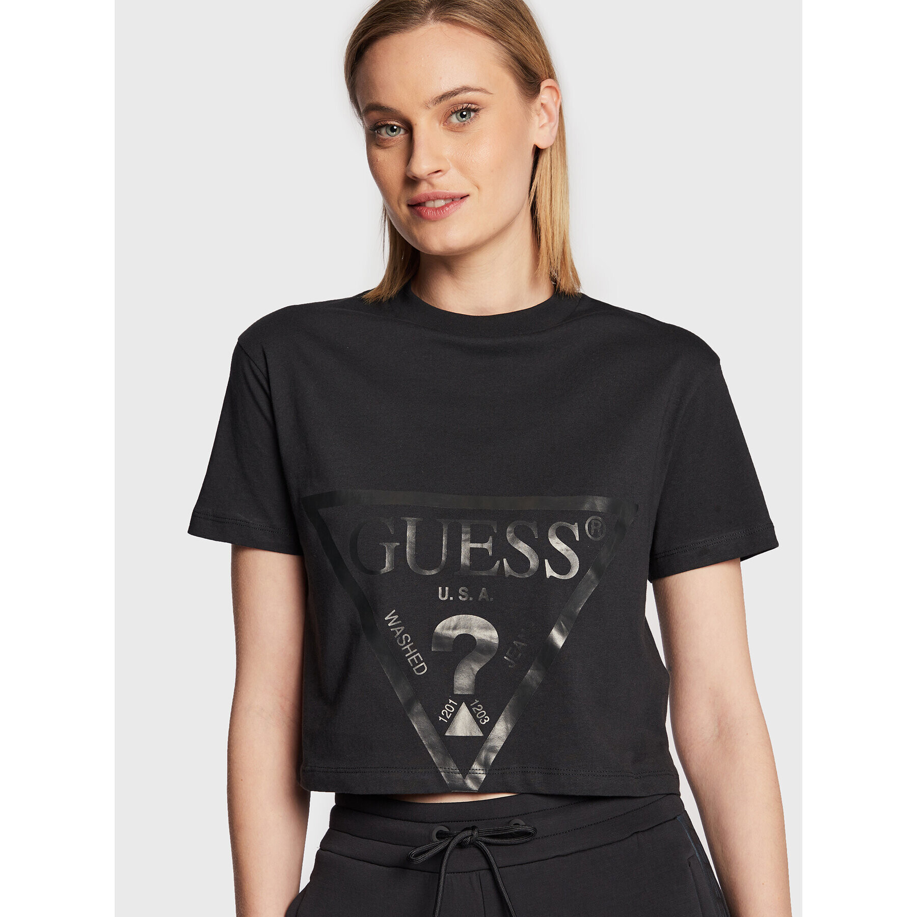 Guess T-Shirt Adele V2YI06 K8HM0 Černá Regular Fit - Pepit.cz