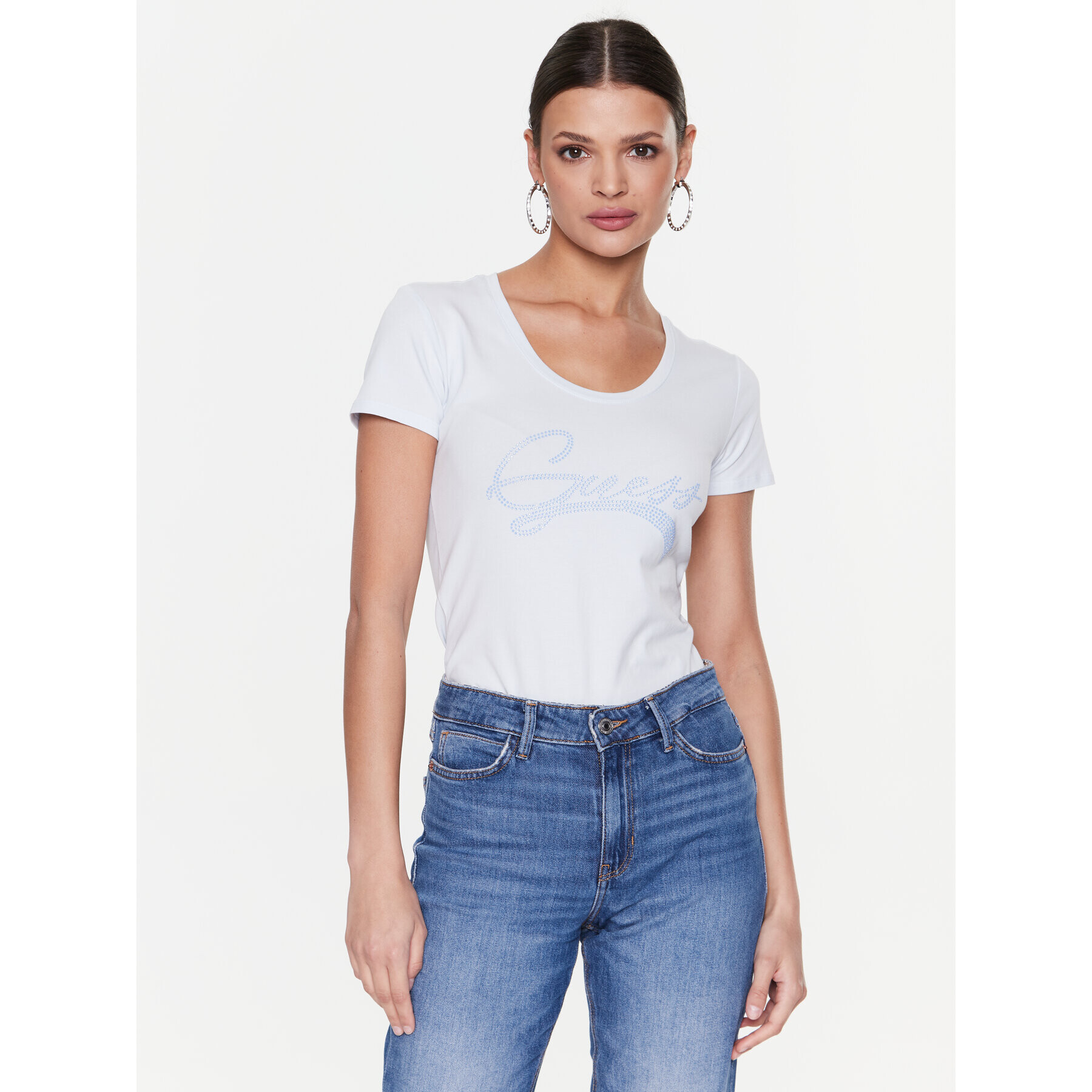 Guess T-Shirt Adelina W3RI14 J1314 Modrá Slim Fit - Pepit.cz