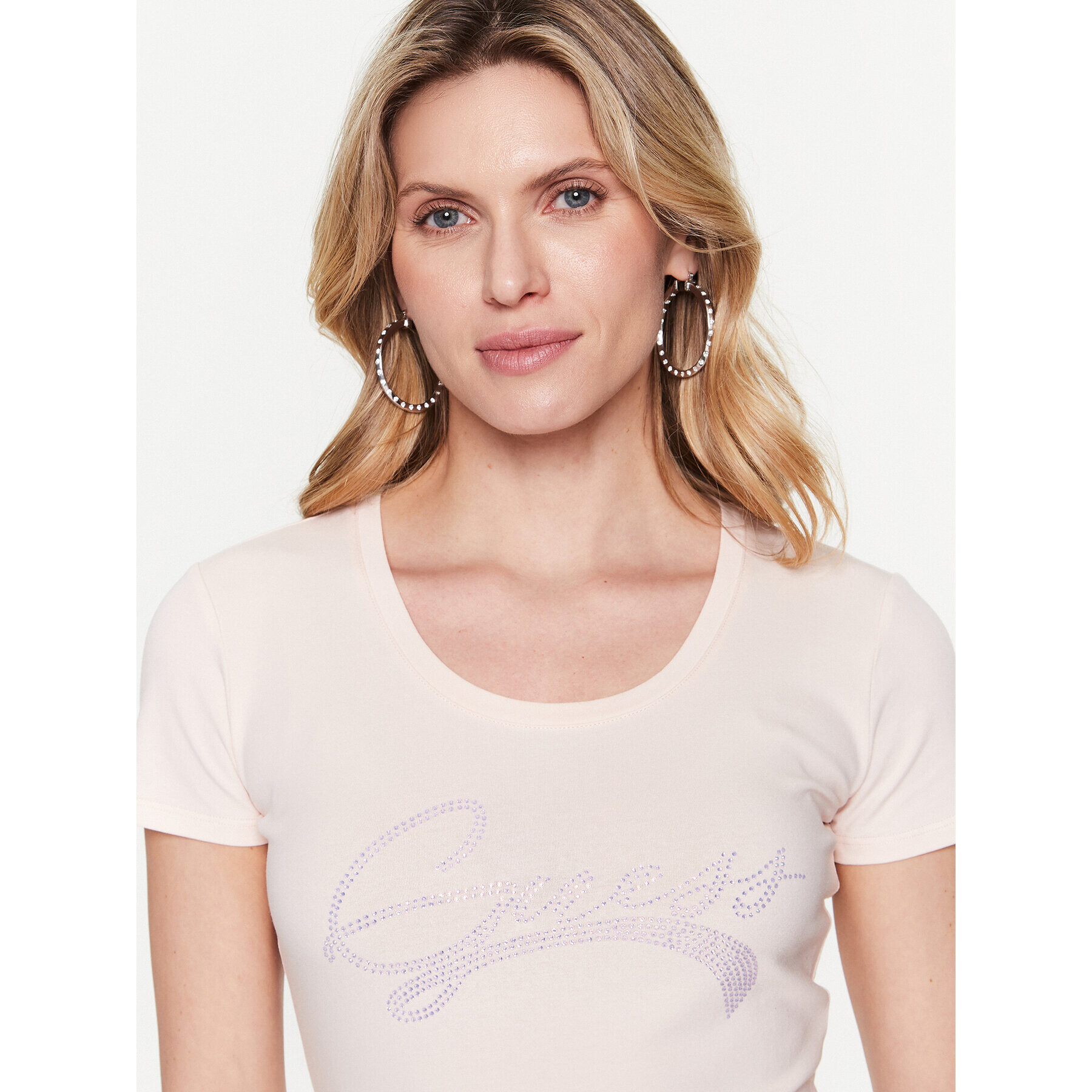 Guess T-Shirt Adelina W3RI14 J1314 Růžová Slim Fit - Pepit.cz