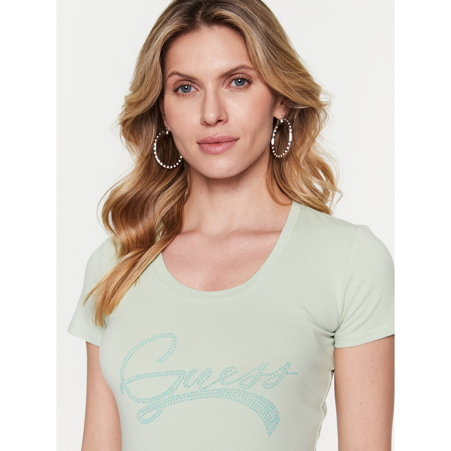 Guess T-Shirt Adelina W3RI14 J1314 Zelená Slim Fit - Pepit.cz