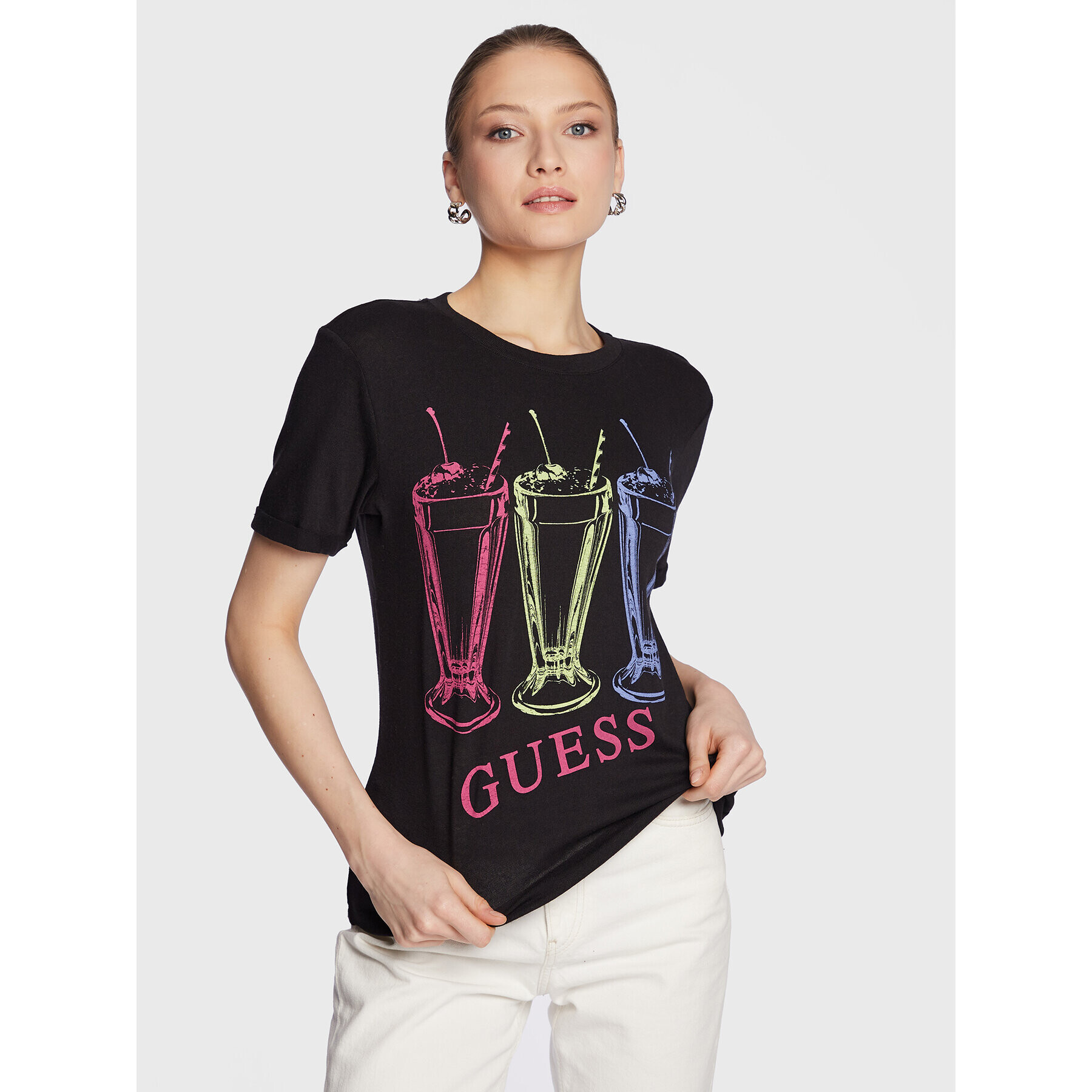 Guess T-Shirt Adelita W3RI24 KBK72 Černá Regular Fit - Pepit.cz