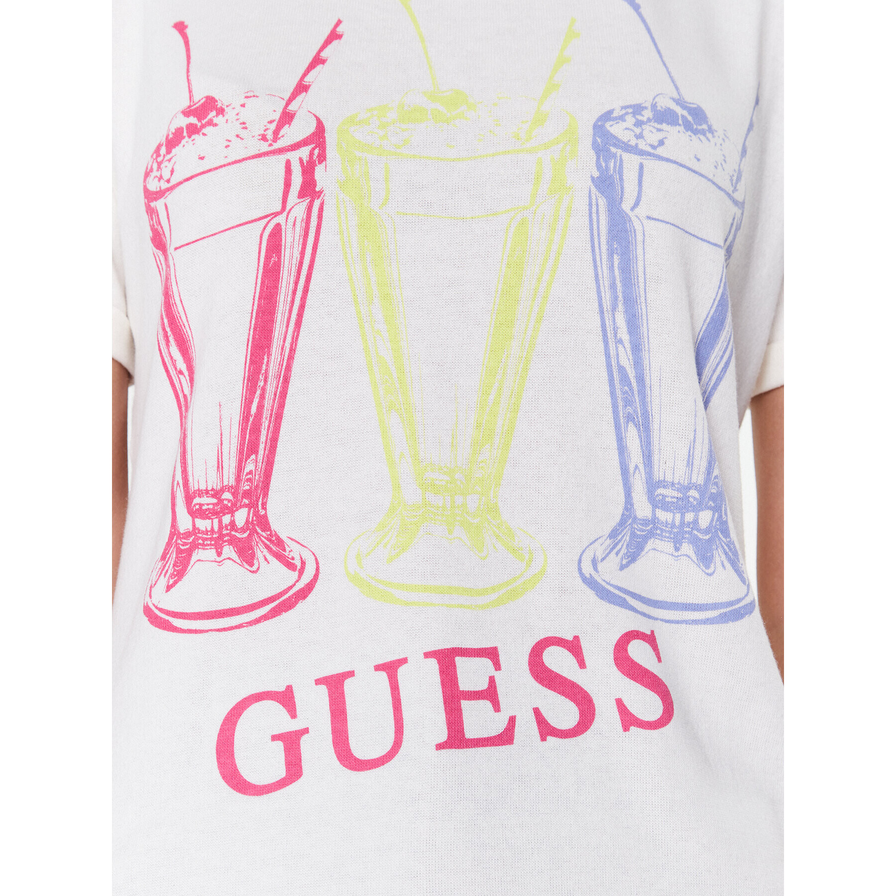 Guess T-Shirt Adelita W3RI24 KBK72 Écru Regular Fit - Pepit.cz