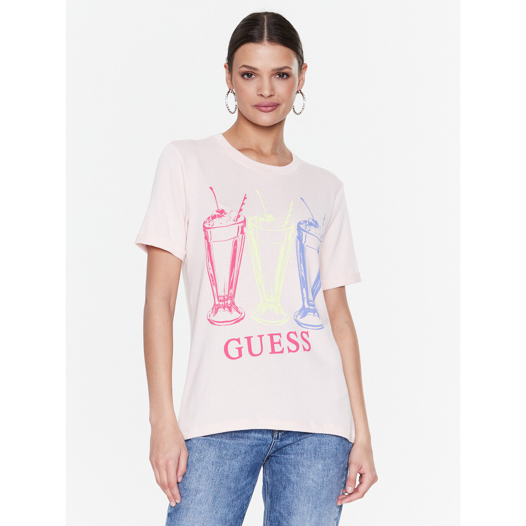 Guess T-Shirt Adelita W3RI24 KBK72 Růžová Regular Fit - Pepit.cz