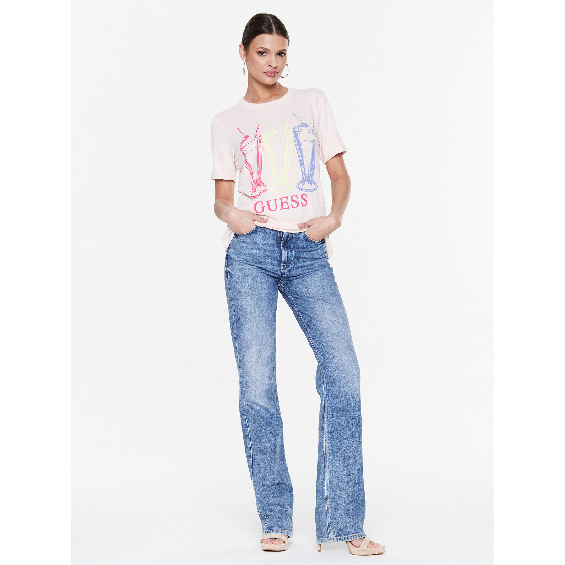 Guess T-Shirt Adelita W3RI24 KBK72 Růžová Regular Fit - Pepit.cz