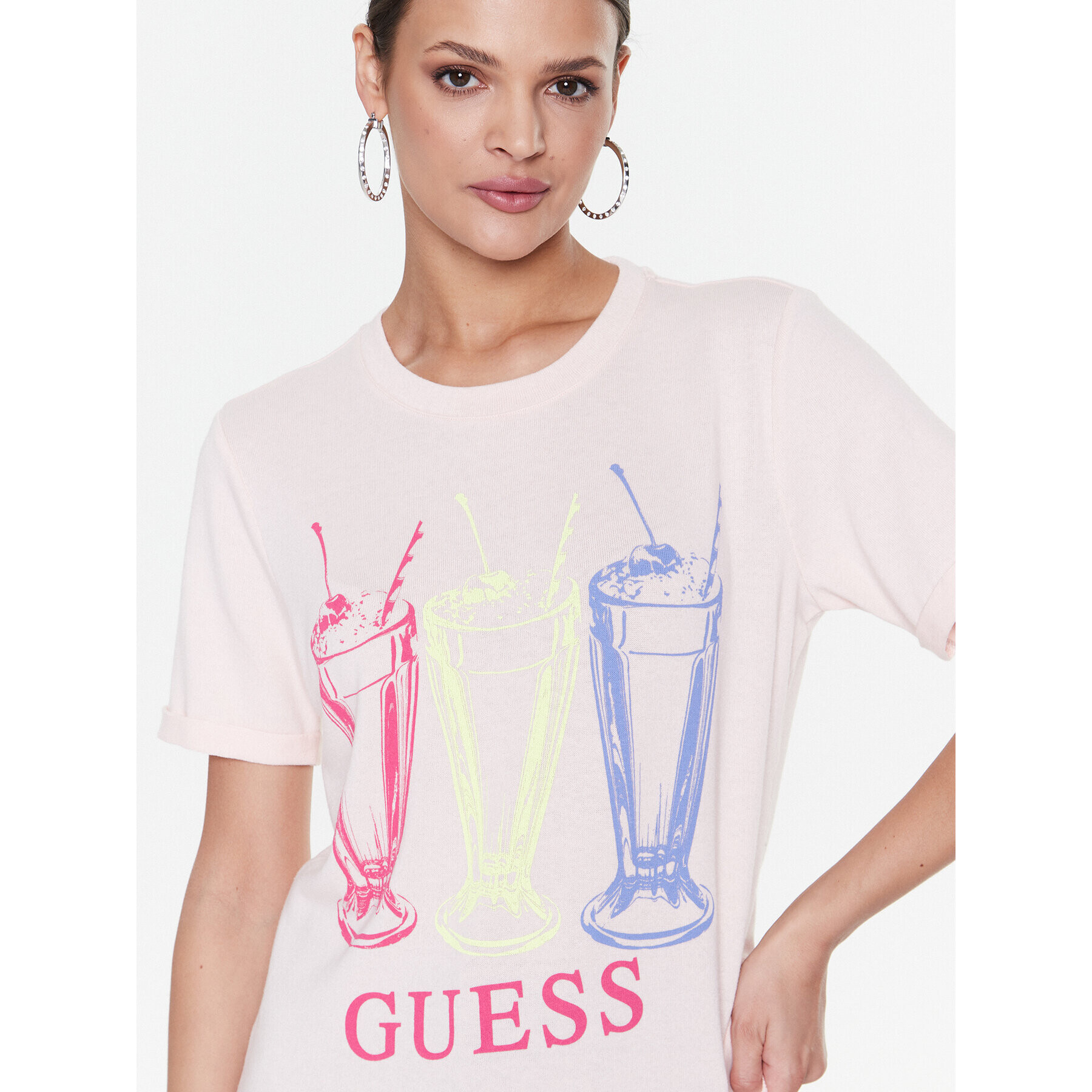 Guess T-Shirt Adelita W3RI24 KBK72 Růžová Regular Fit - Pepit.cz