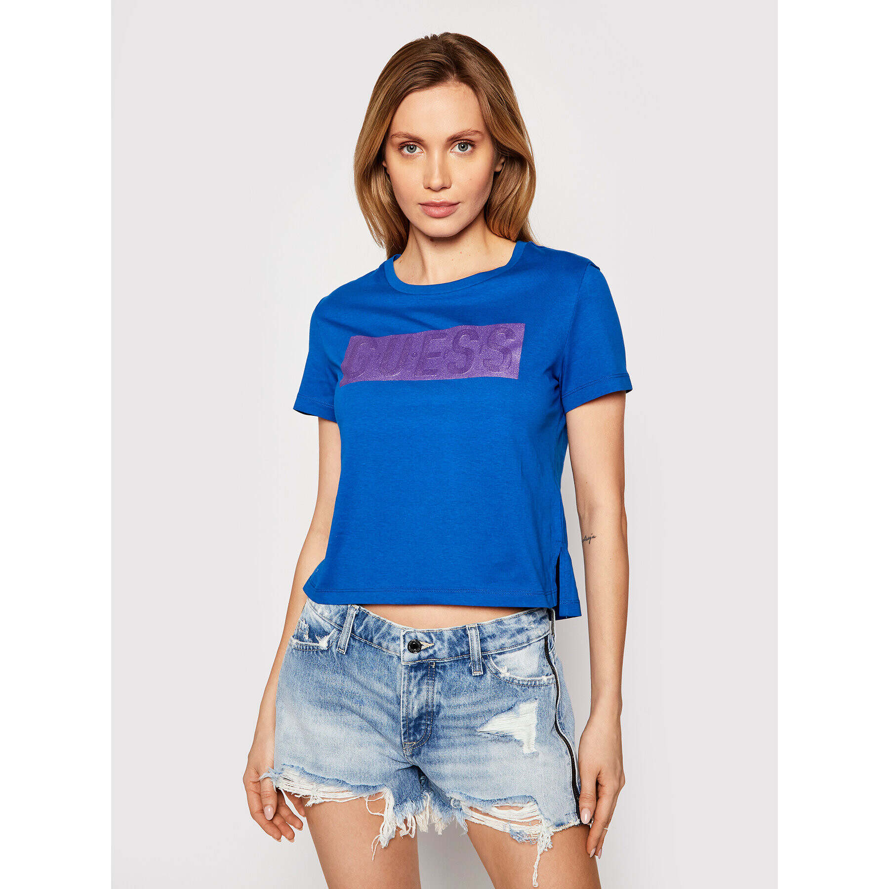 Guess T-Shirt Adria W1RI05 JA900 Modrá Regular Fit - Pepit.cz