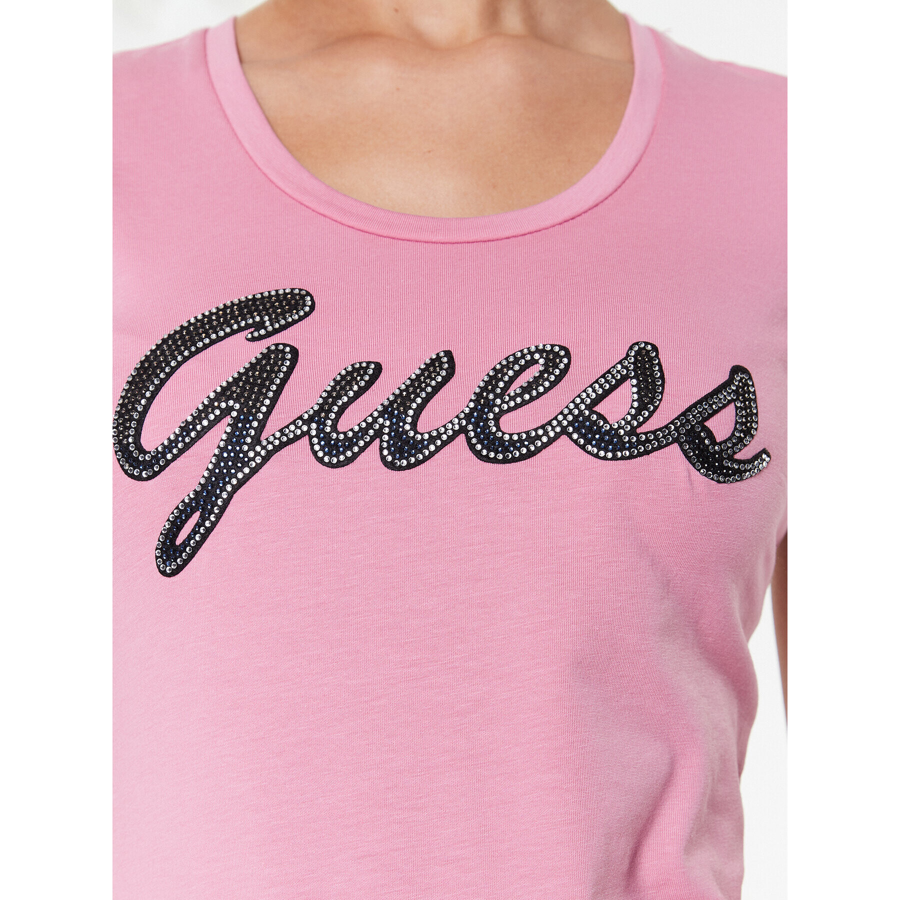 Guess T-Shirt Adriana W3RI50 J1314 Růžová Slim Fit - Pepit.cz