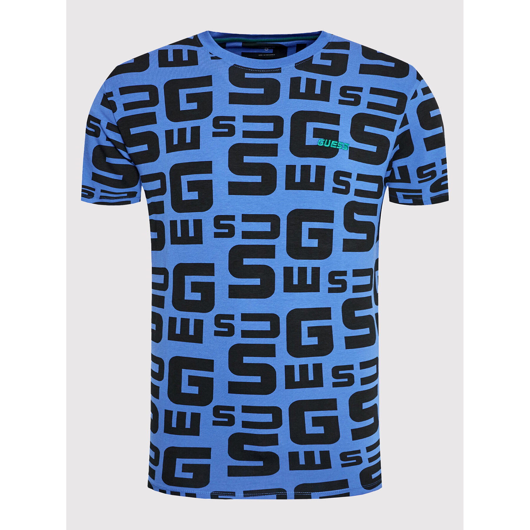 Guess T-Shirt All Over Logo Z2YI08 J1311 Modrá Regular Fit - Pepit.cz