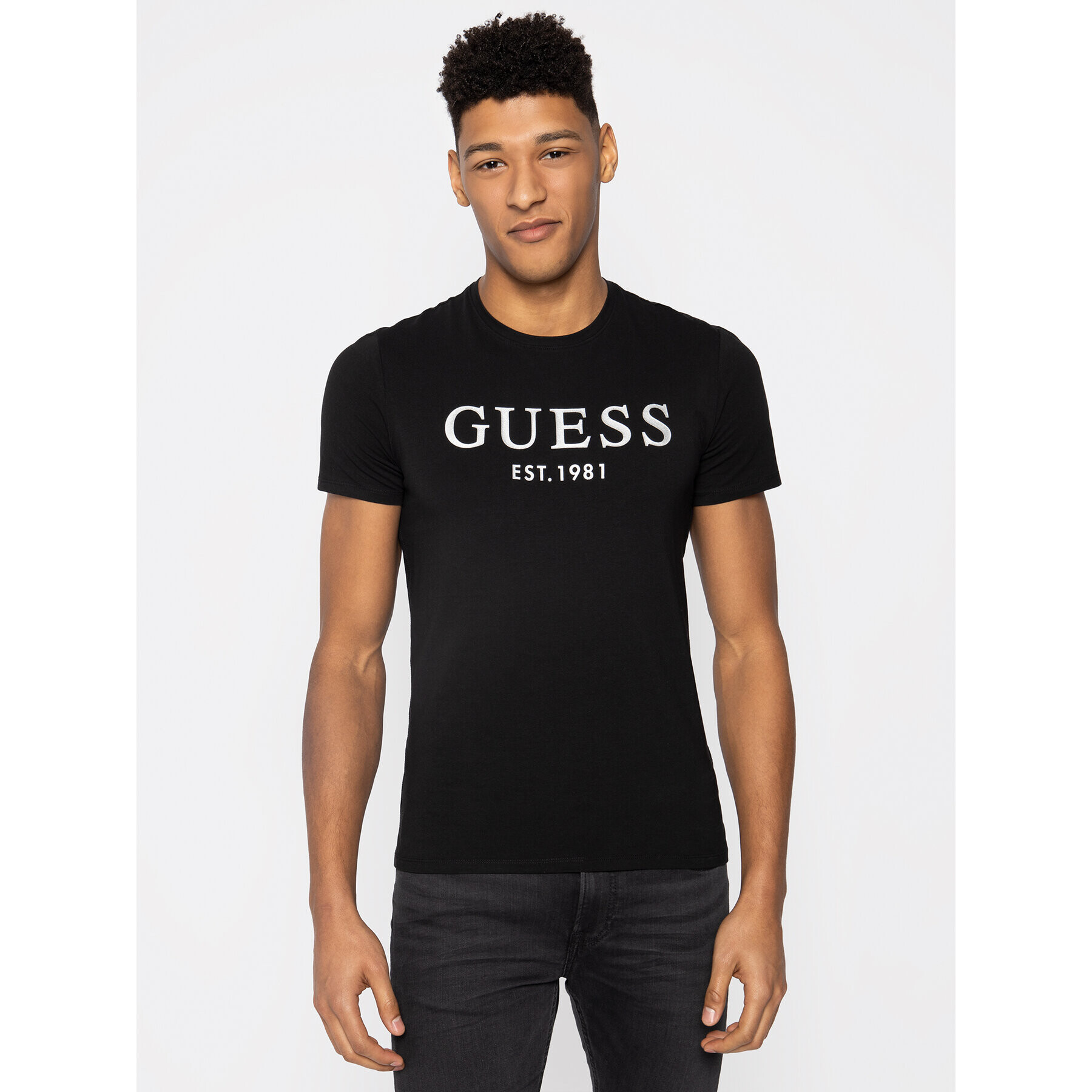 Guess T-Shirt Argenté M0GI93 J1300 Černá Super Slim Fit - Pepit.cz