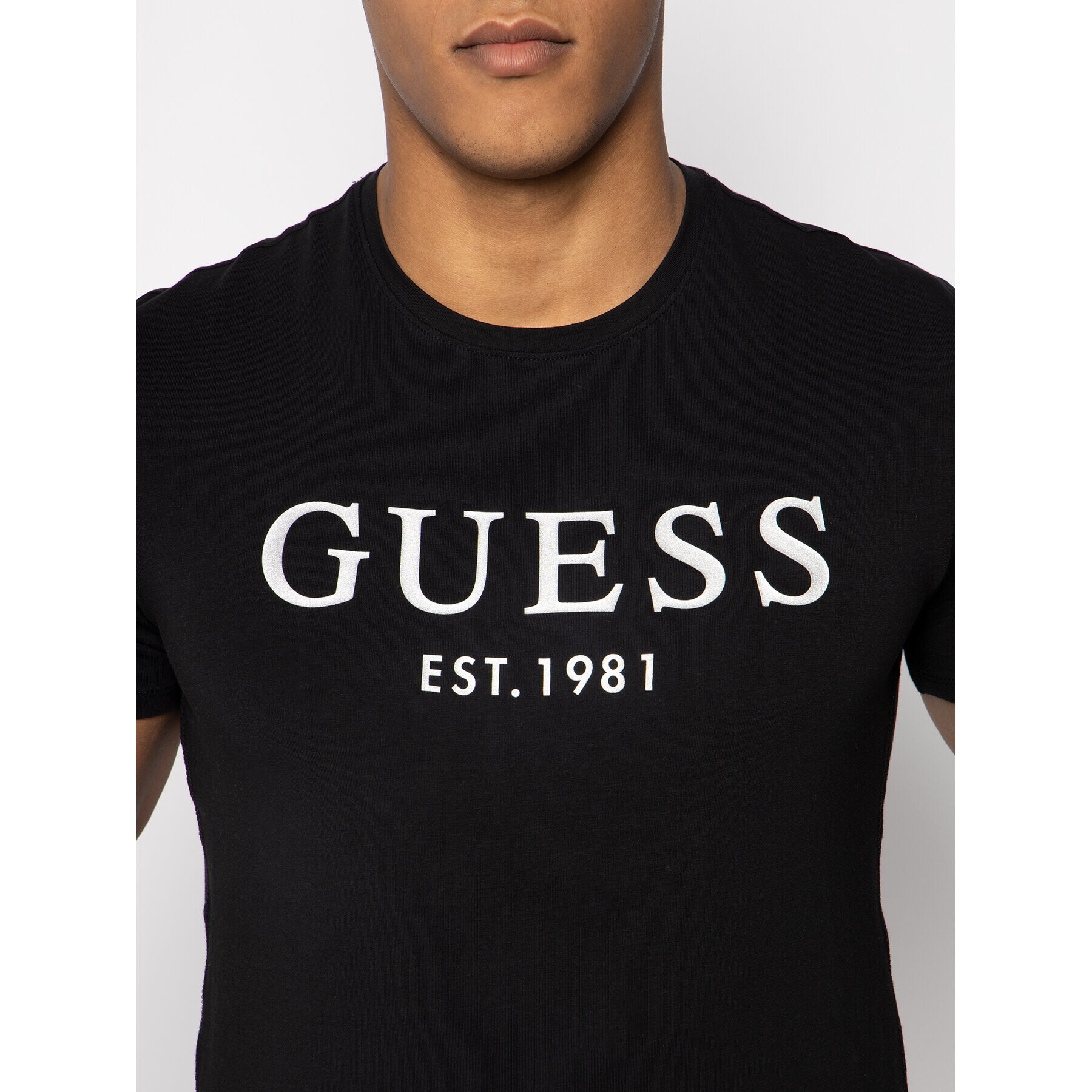 Guess T-Shirt Argenté M0GI93 J1300 Černá Super Slim Fit - Pepit.cz