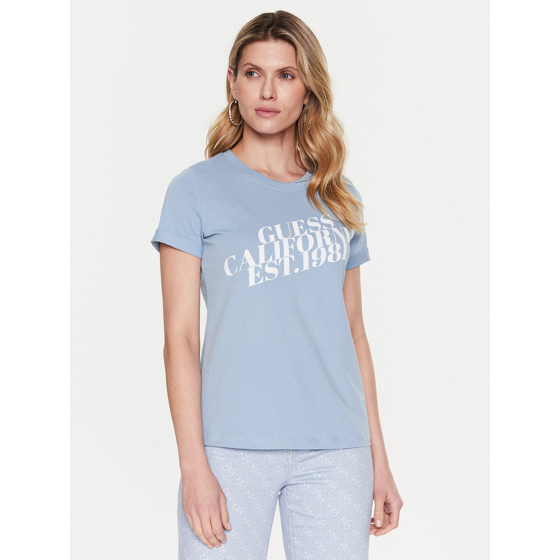 Guess T-Shirt Aurelia W3RI26 JA914 Modrá Regular Fit - Pepit.cz