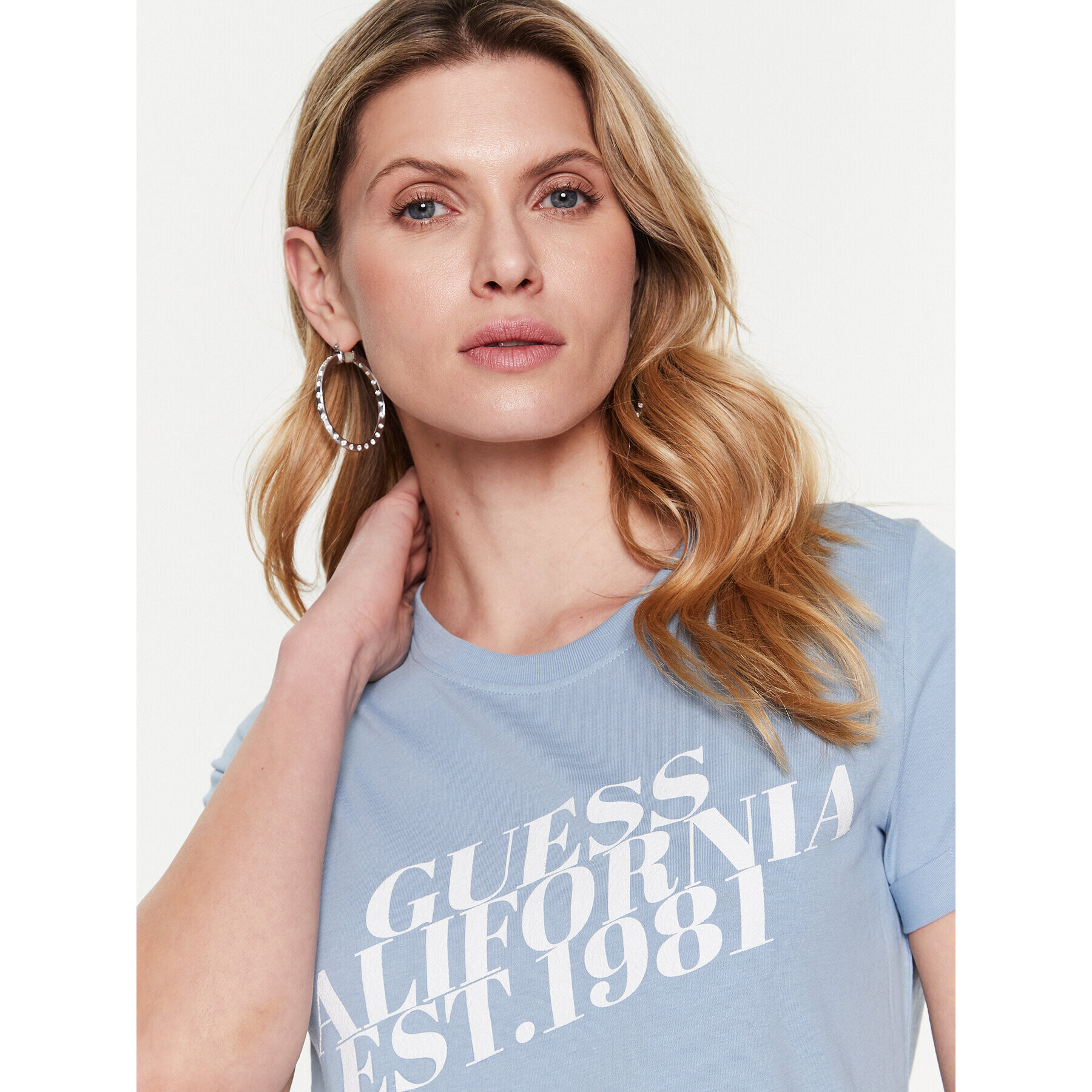 Guess T-Shirt Aurelia W3RI26 JA914 Modrá Regular Fit - Pepit.cz