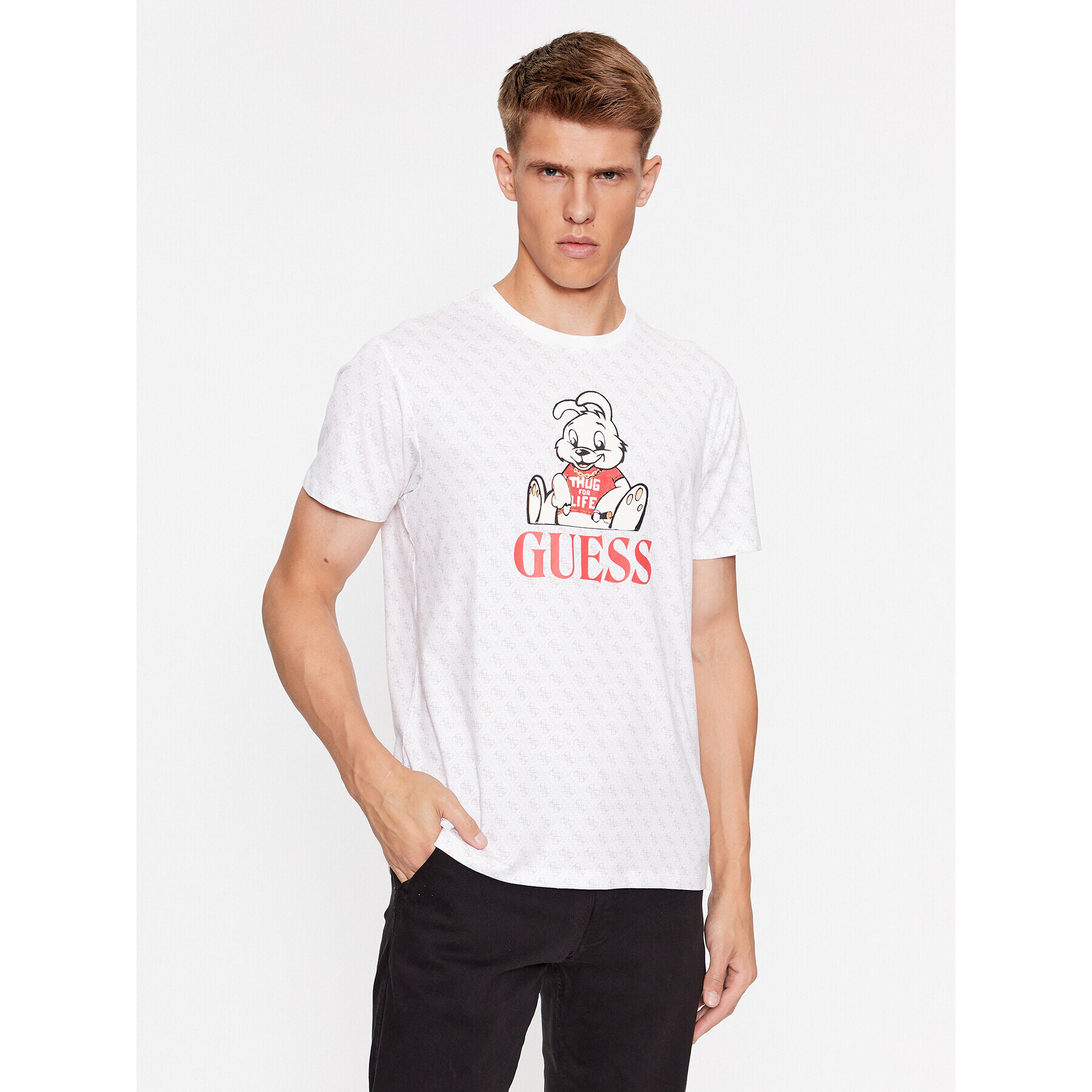 Guess T-Shirt Banksy M3BI98 JR06K Bílá Slim Fit - Pepit.cz