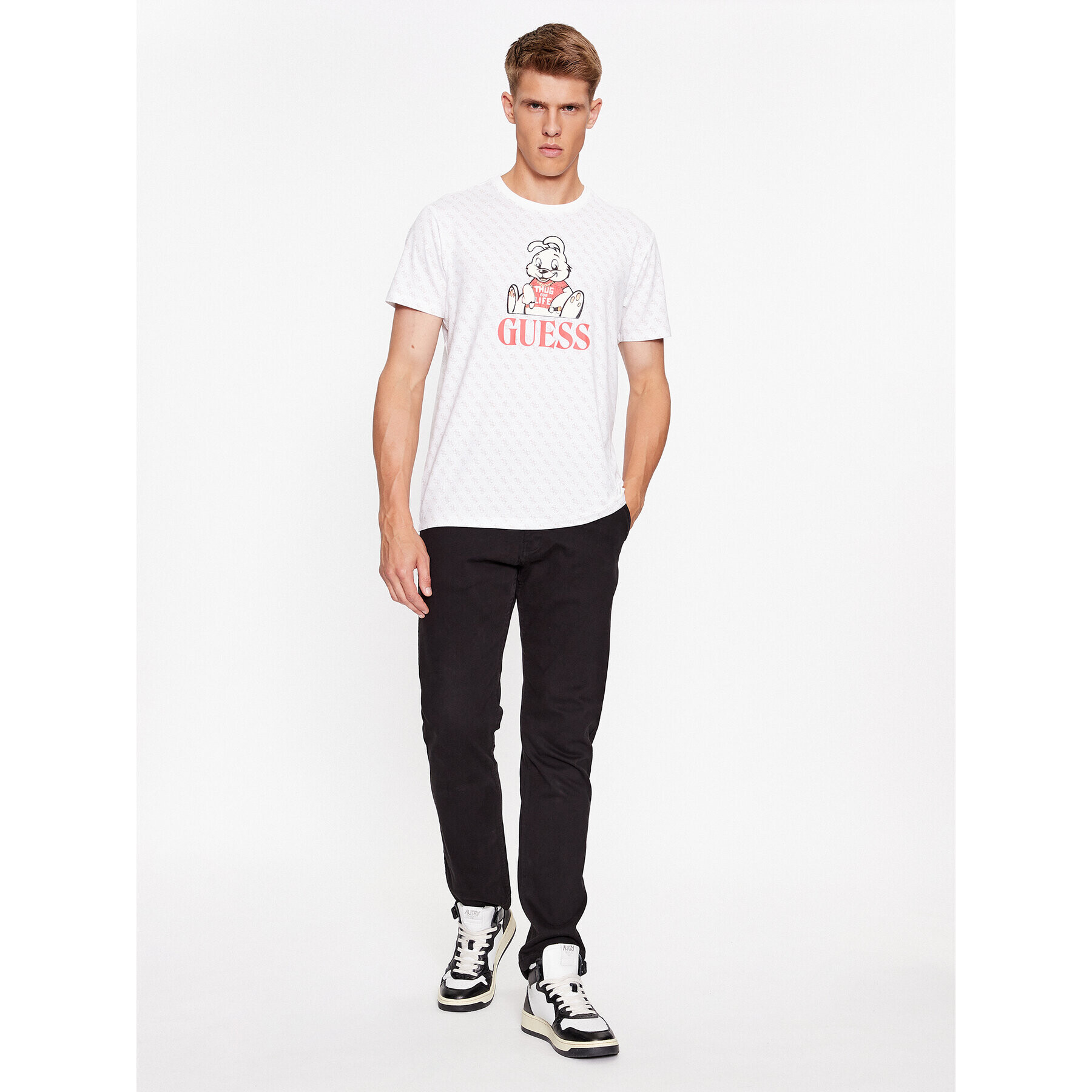 Guess T-Shirt Banksy M3BI98 JR06K Bílá Slim Fit - Pepit.cz