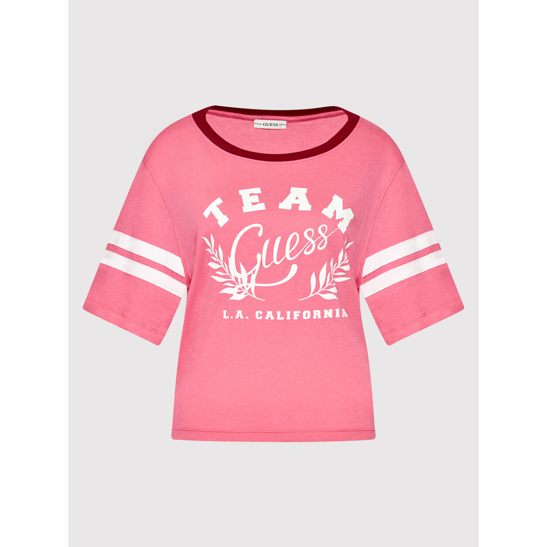 Guess T-Shirt Blanche W1YI0W K46D0 Růžová Relaxed Fit - Pepit.cz