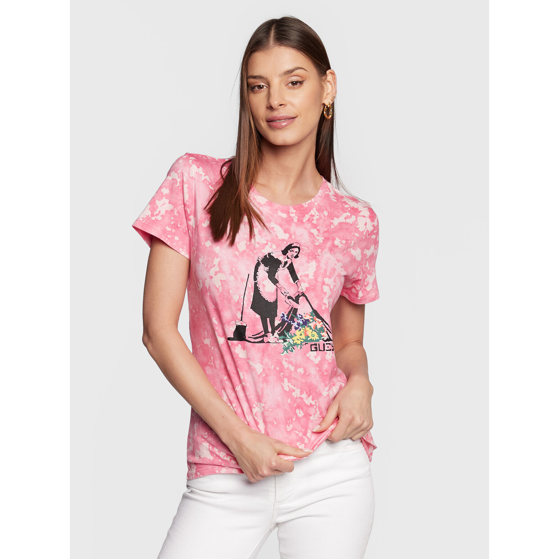 Guess T-Shirt BRANDALISED W3RI67 K9RM3 Růžová Regular Fit - Pepit.cz